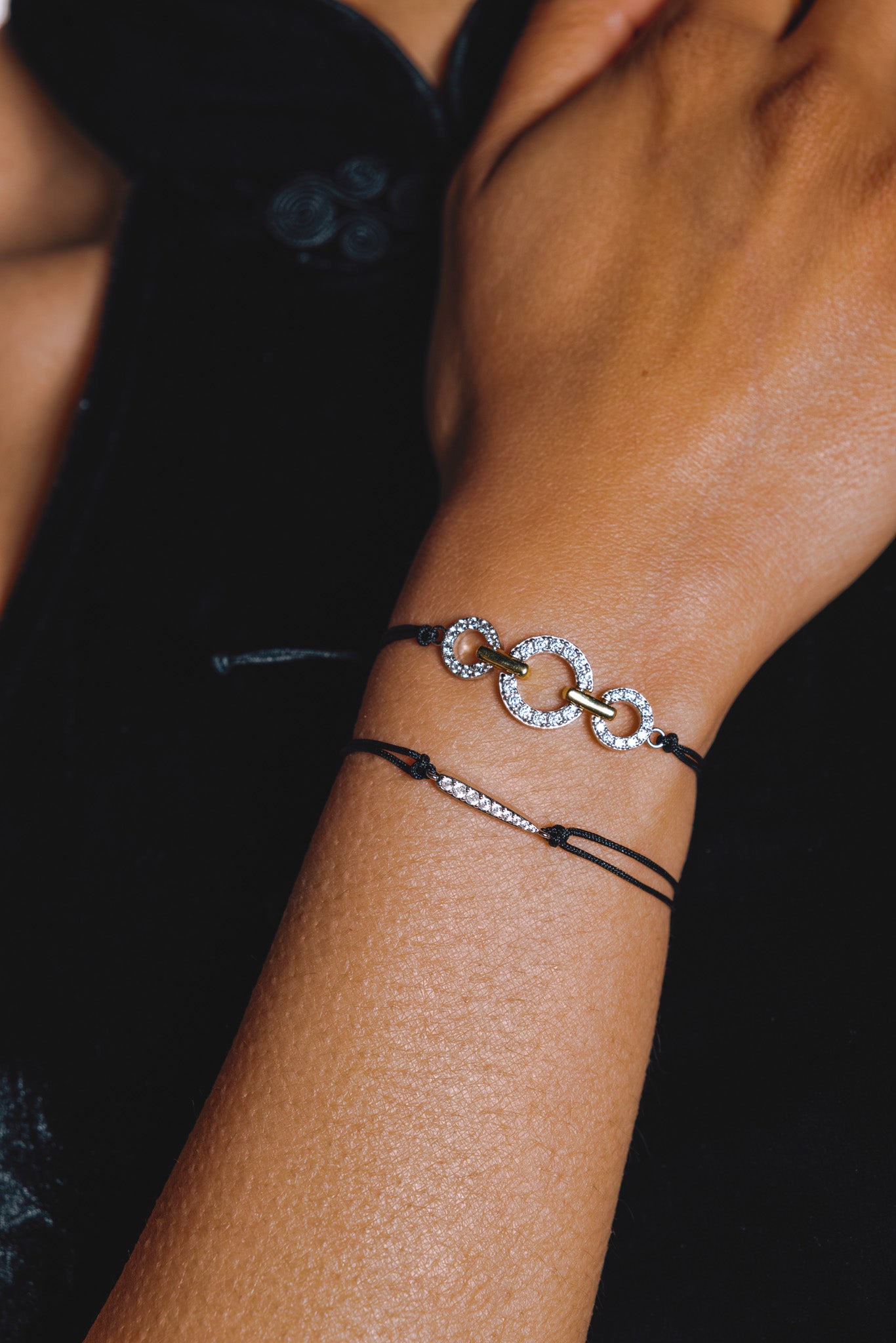 Hoop-Link Black Cord Bracelet