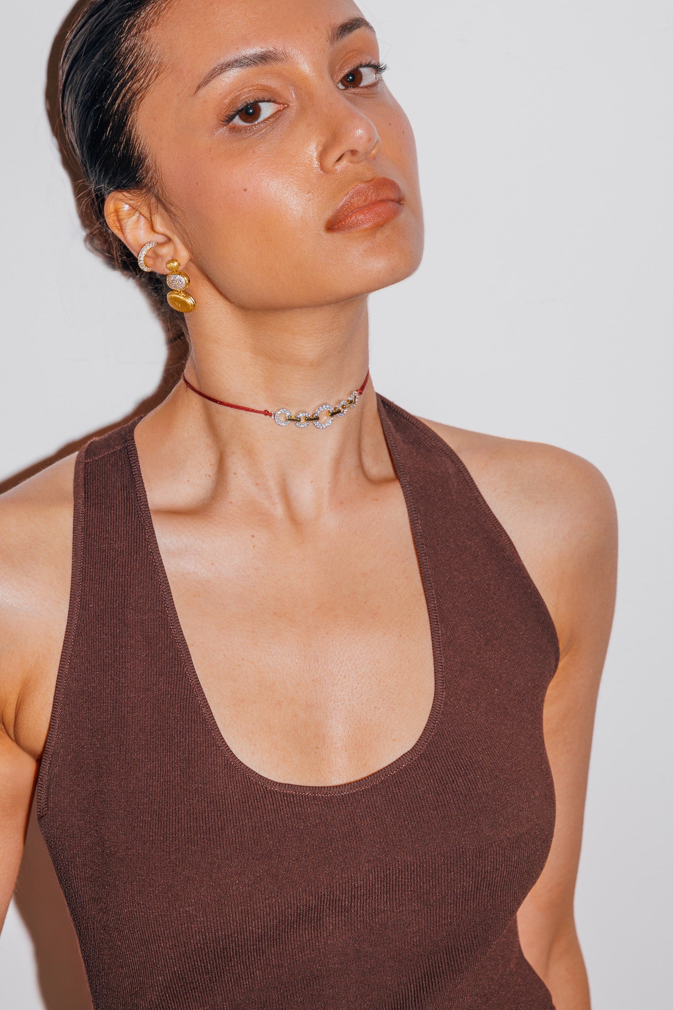 Hoop-Link Cherry Cord Choker