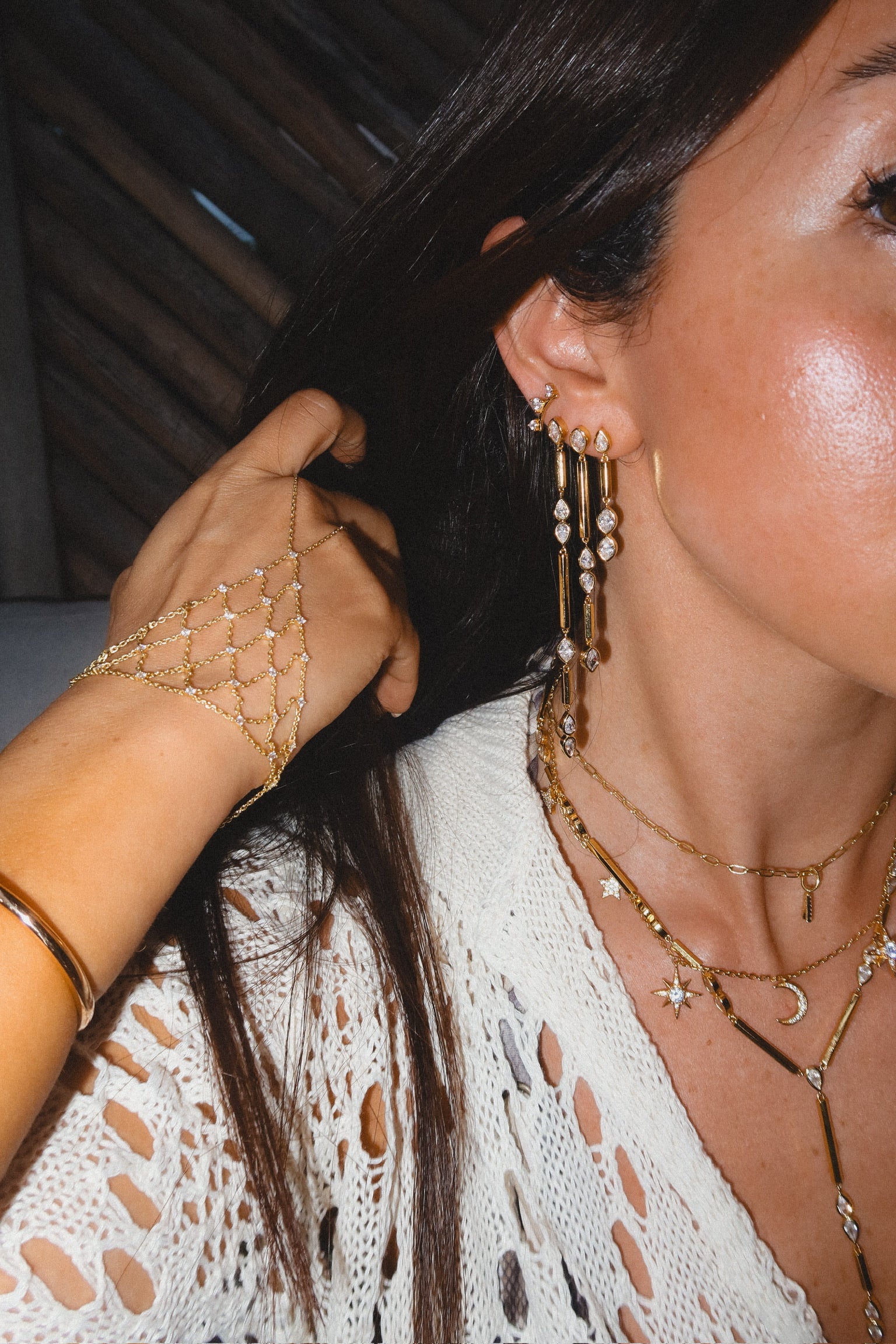 Lia Hex Drop Earrings Small