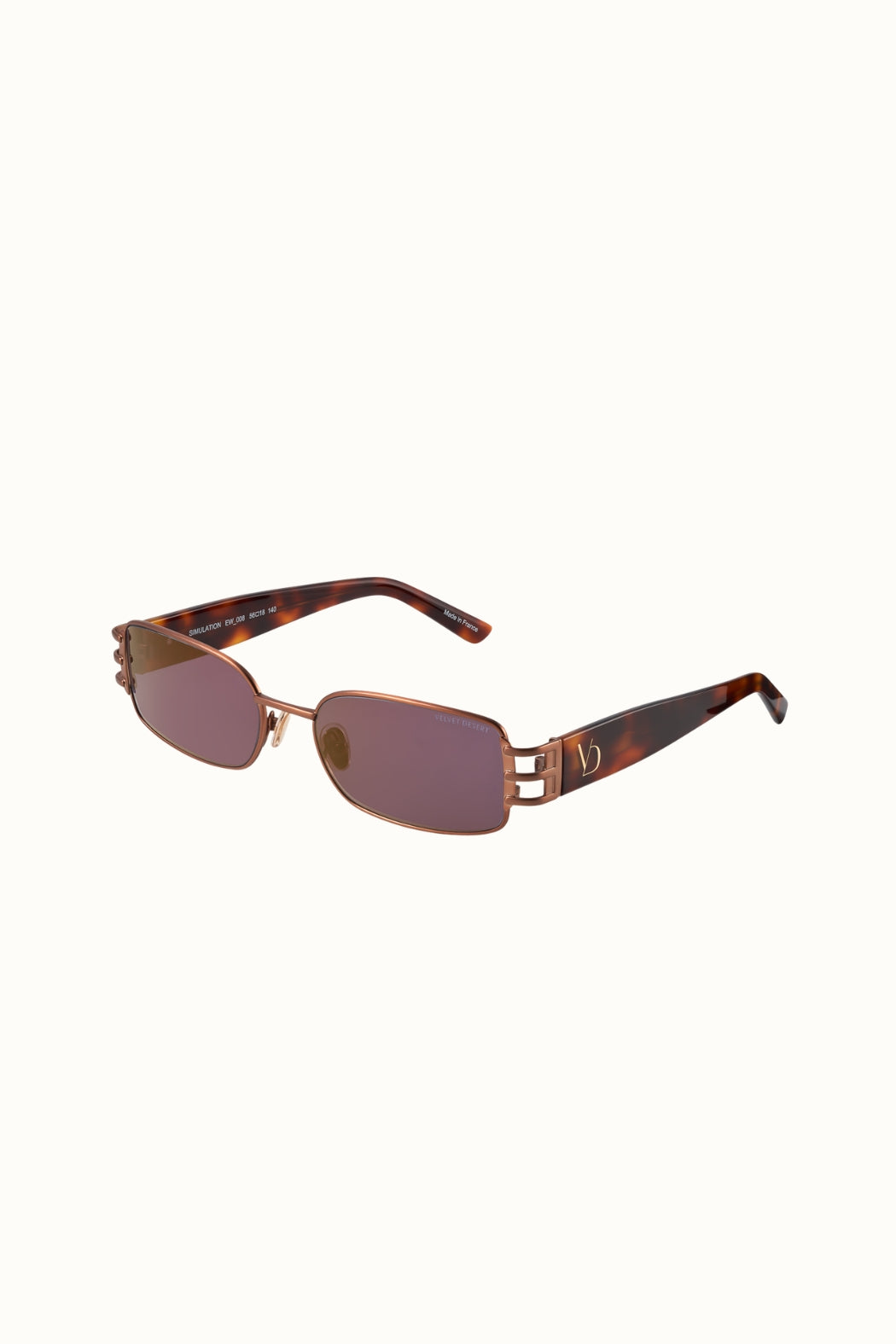 Simulator Metal Frame Sunglasses SEMI-REFLECTIVE ROSE BROWN