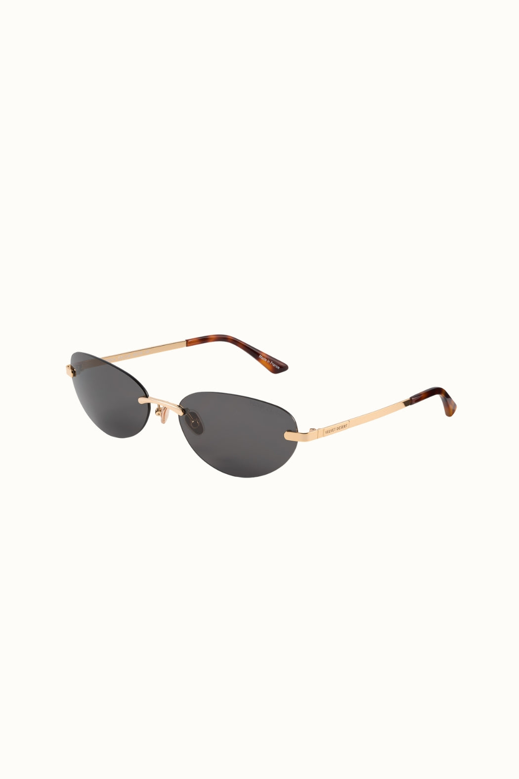 RIMLESS METAL SUNGLASSES BLACK LENSES