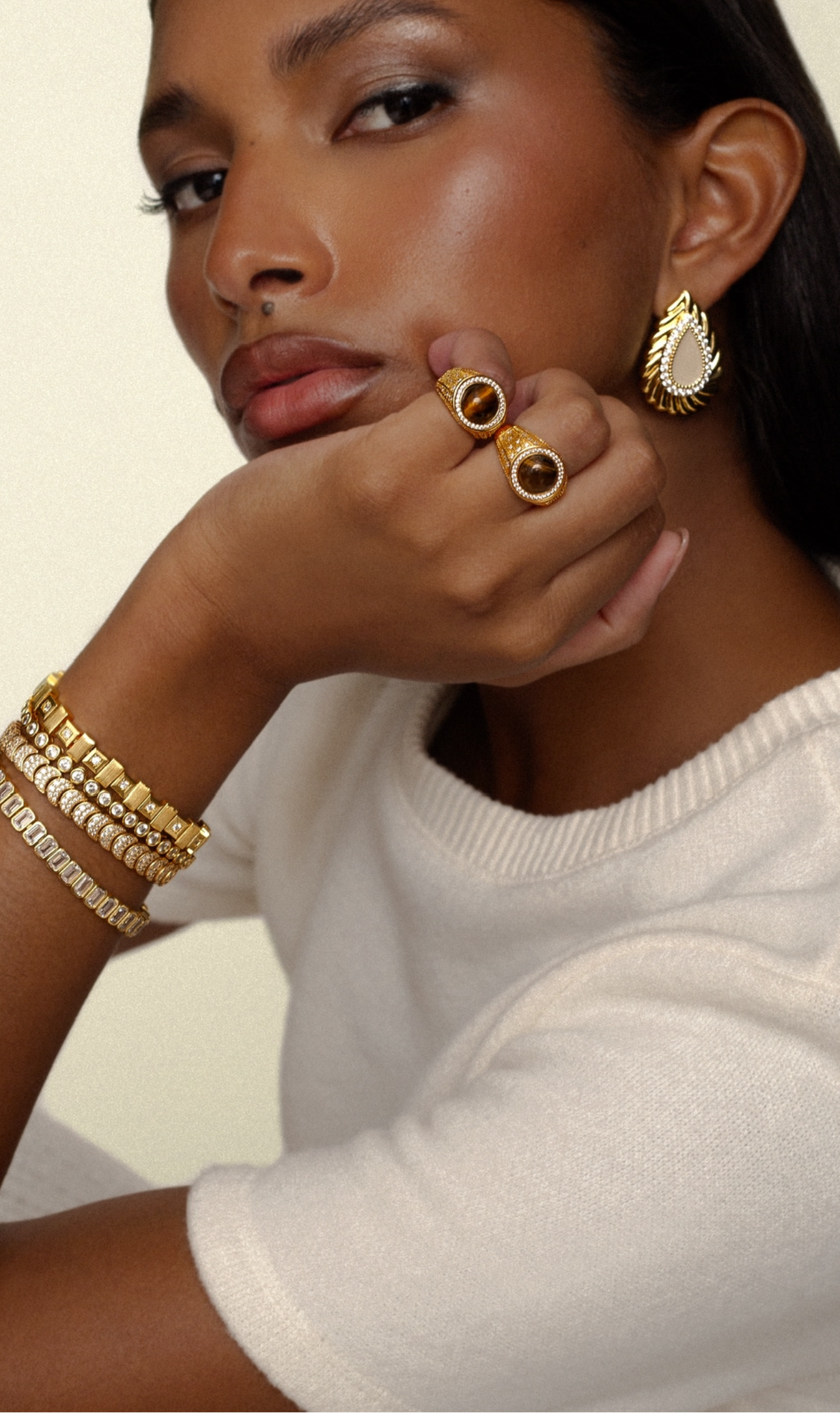 Alfreya Tiger Eye Signet Ring خاتم ألفريا بحجرعين النمر