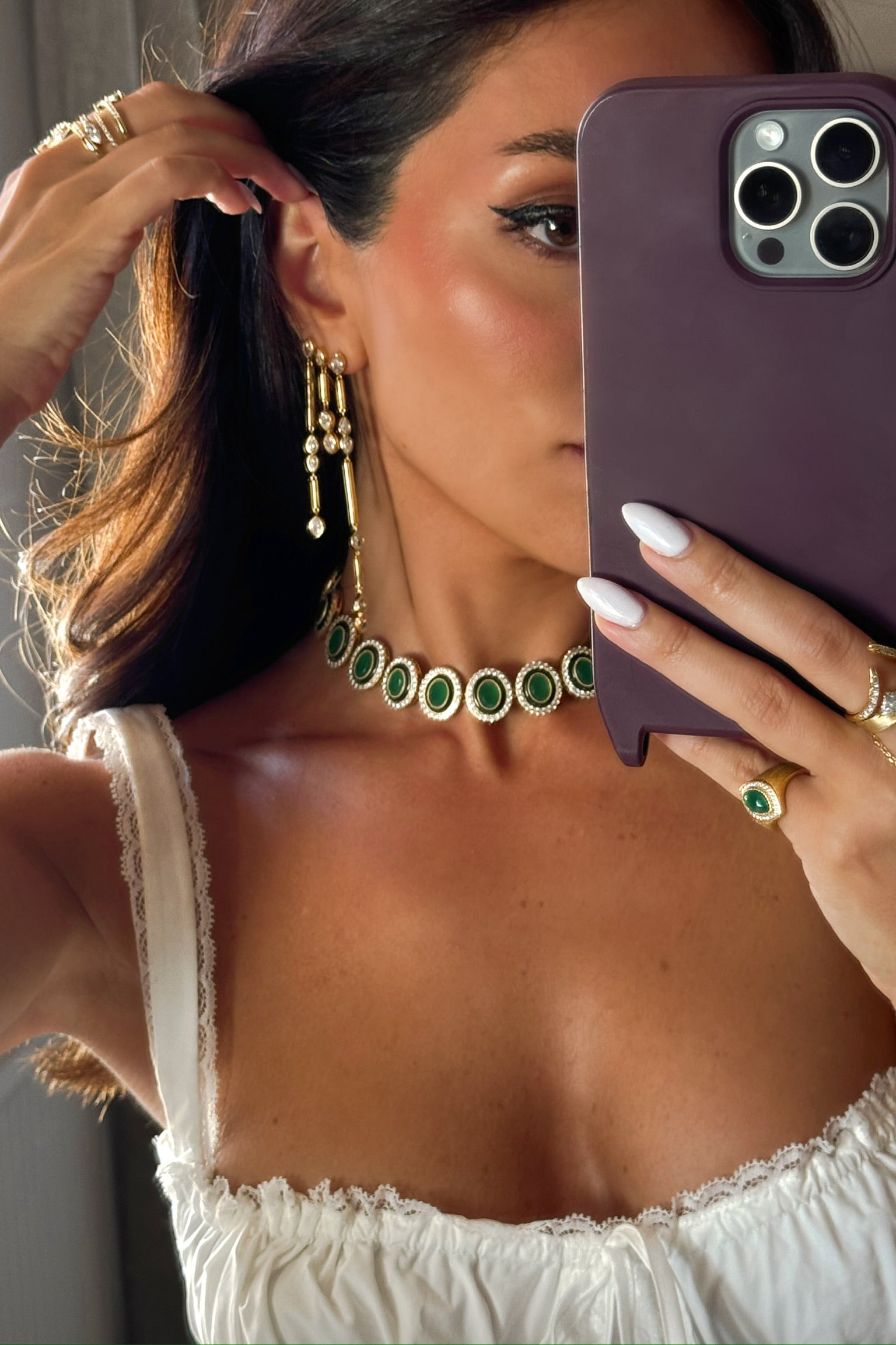 Lia Hex Drop Earrings Small أقراط ليا سداسية متدلية – صغيرة الحجم