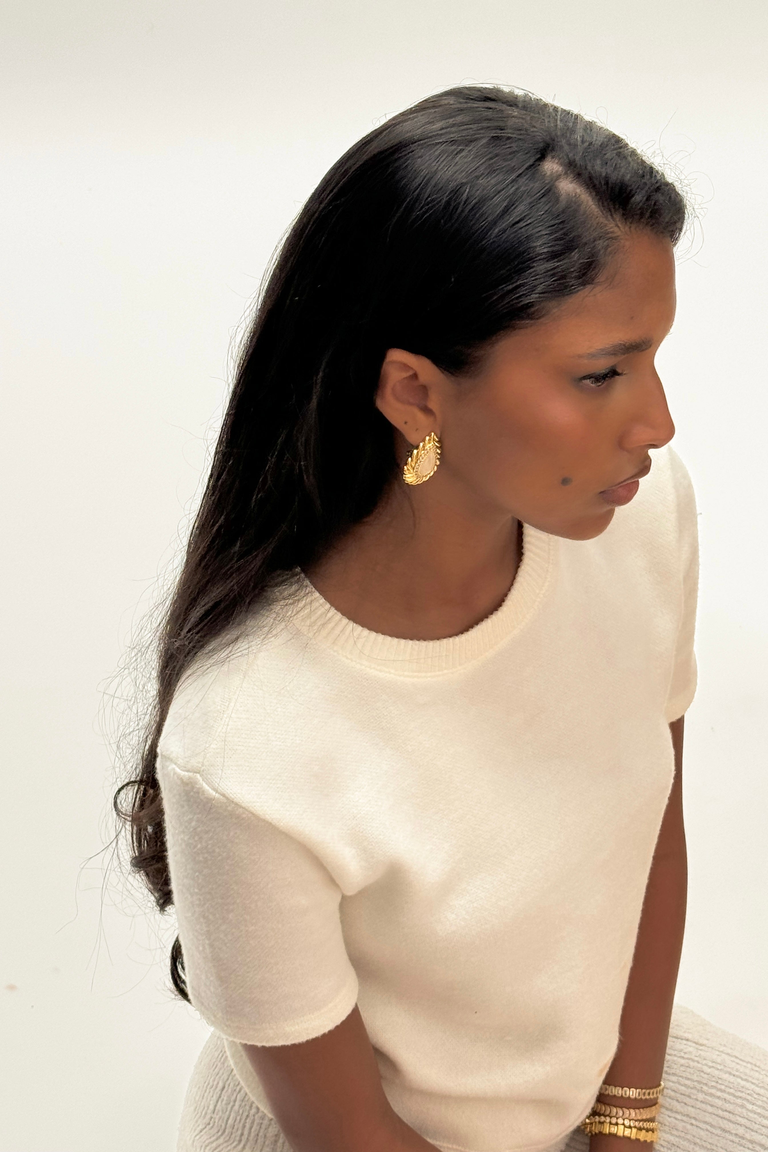 Amber Ear Buttons Bone-white