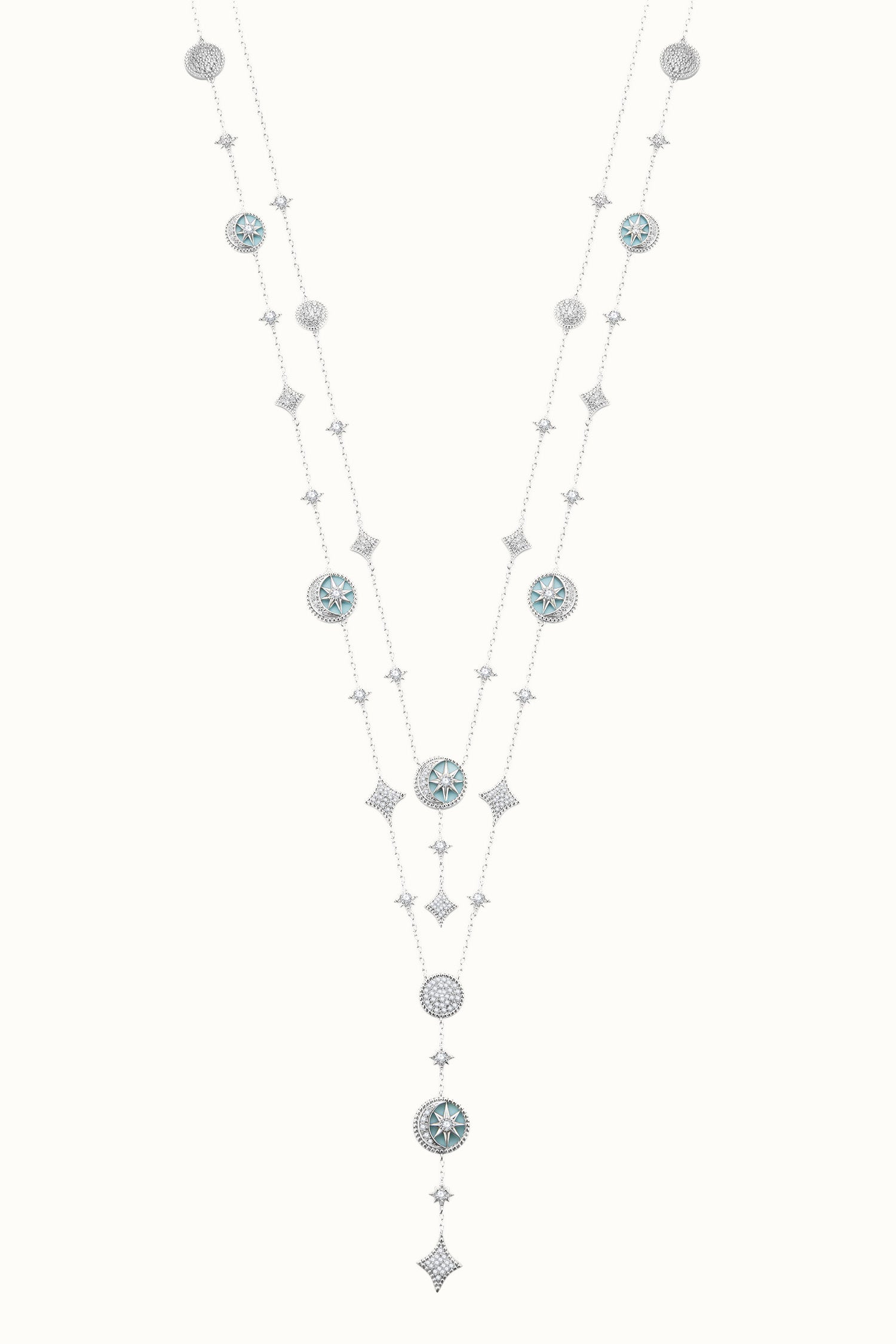Desert Tale Double Layer Long Necklace - Sama Blue