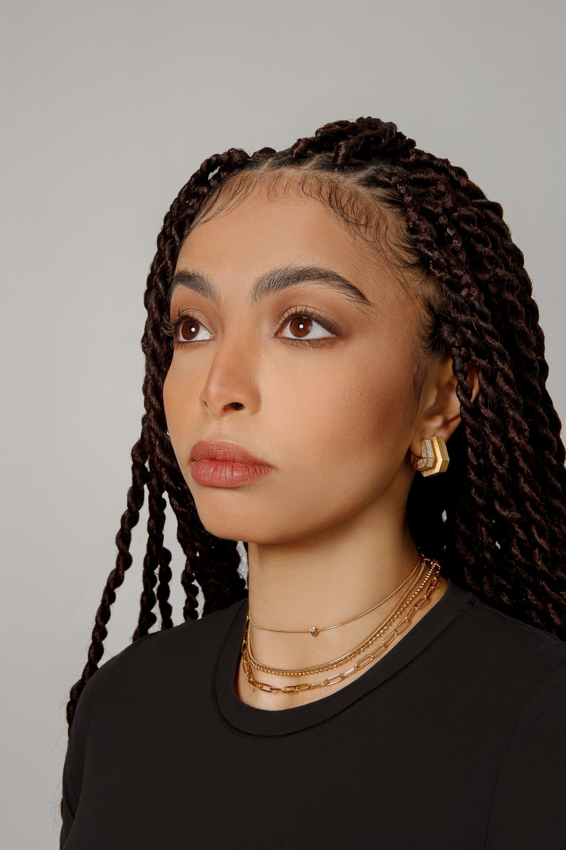 Amina Hex Matte Hoops أقراط أمينة سداسية غير لامعة