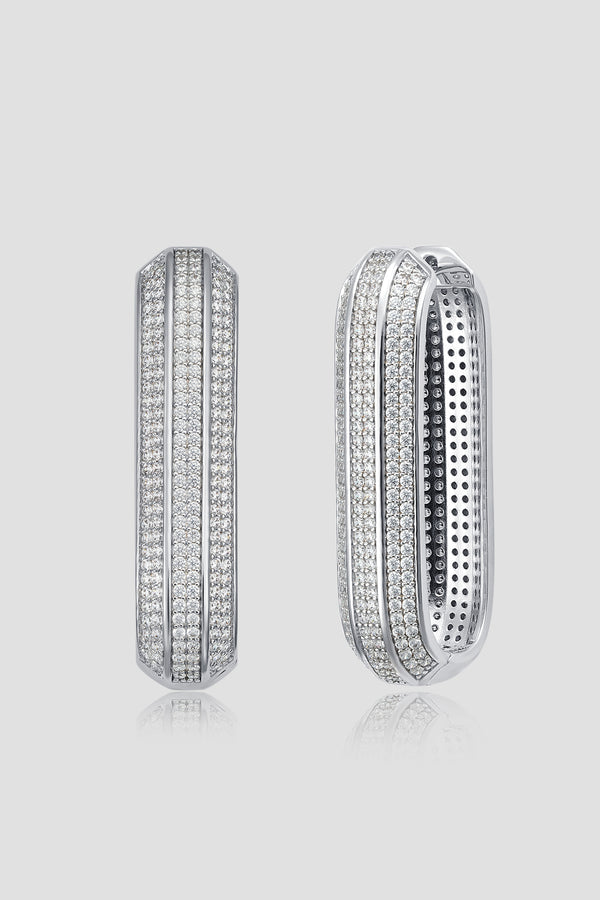 Azimuth Oval Hoops Silver