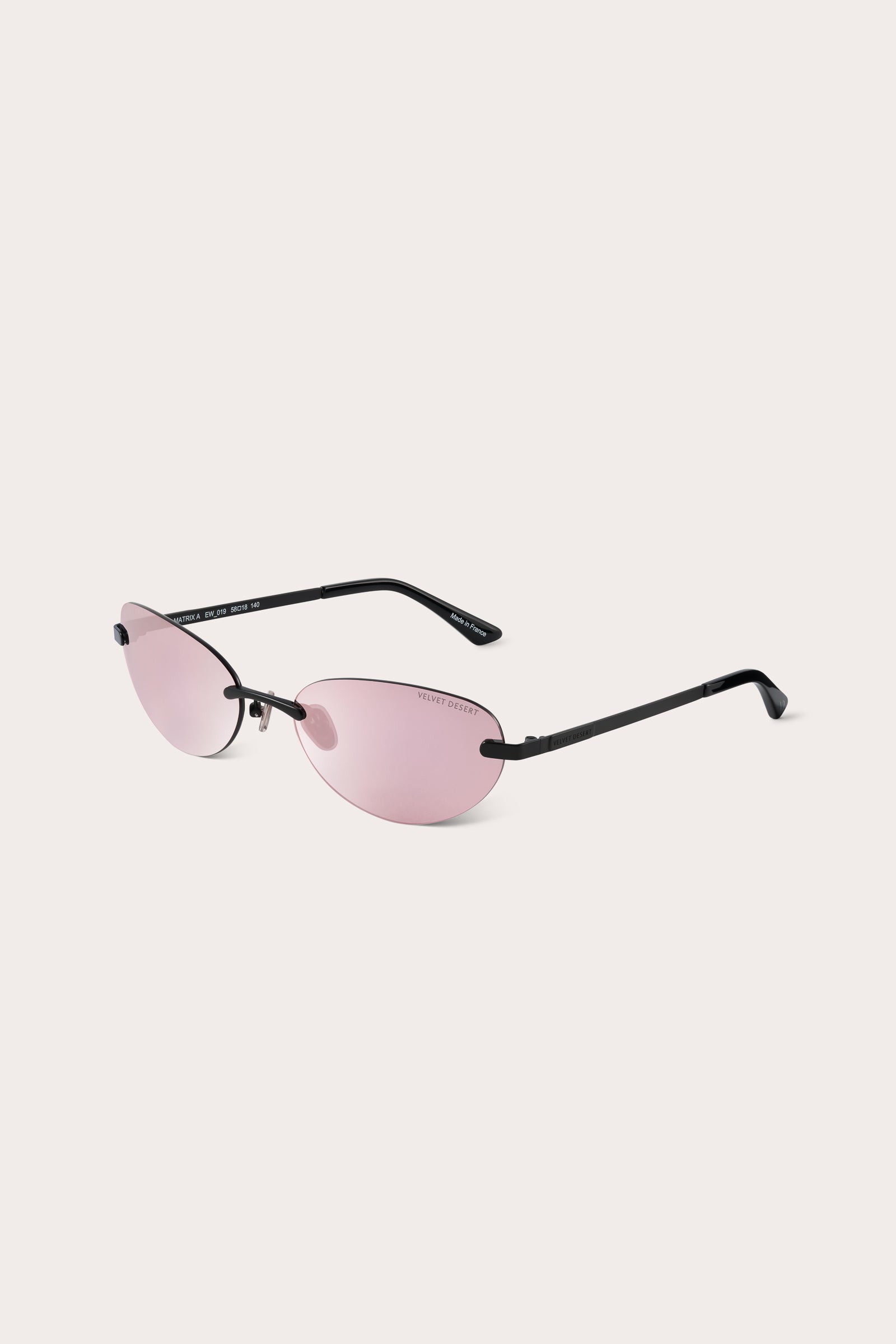 RIMLESS METAL SUNGLASSES REFLECTIVE BLUSH PINK LENSES