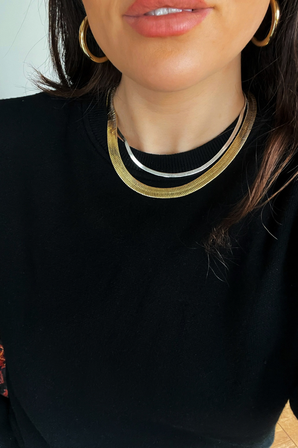 Ahood Chunky Herringbone Necklace عقد سميك بسلسلة هيرينجبون عهود .