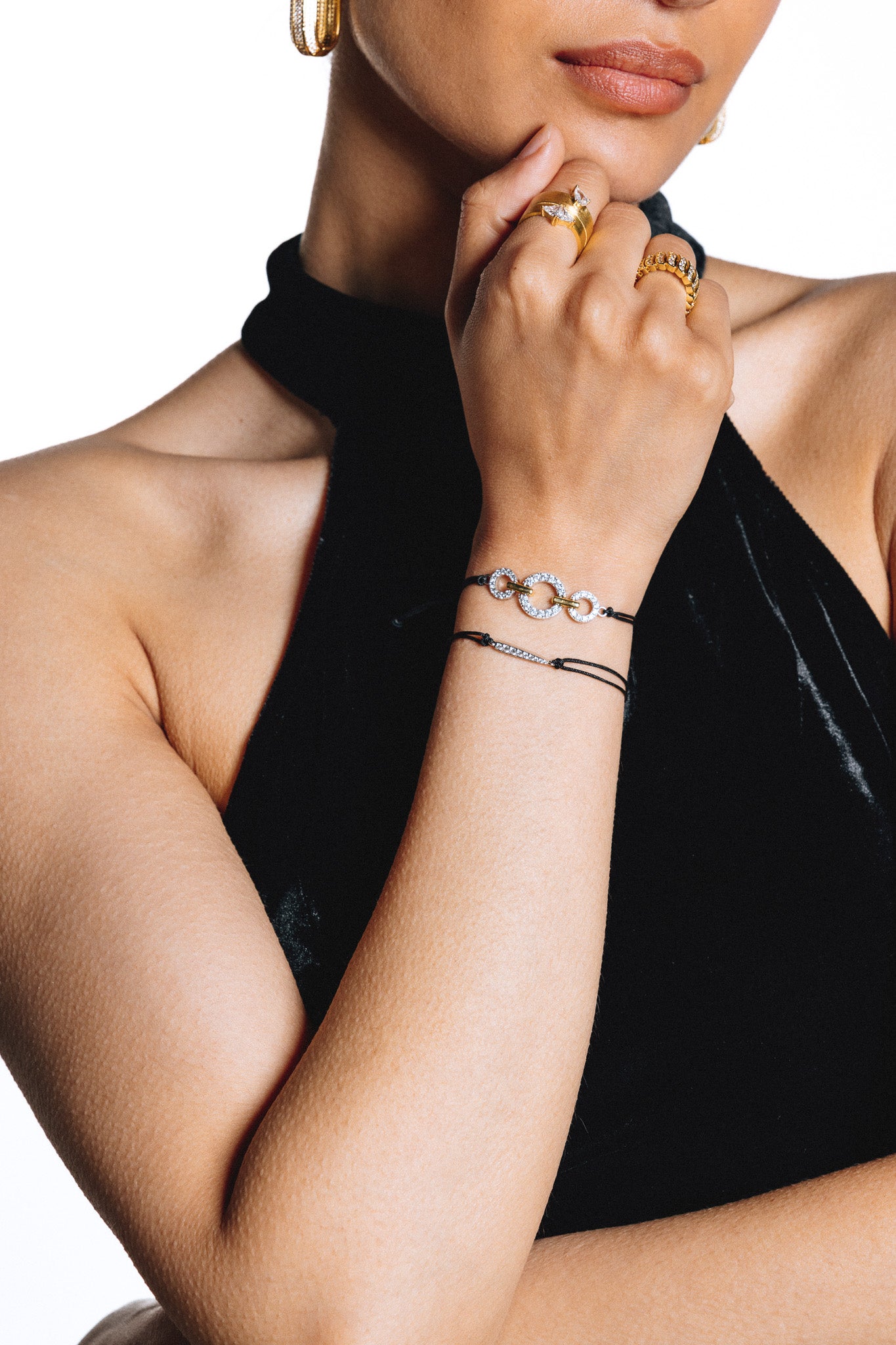 Hoop-Link Black Cord Bracelet