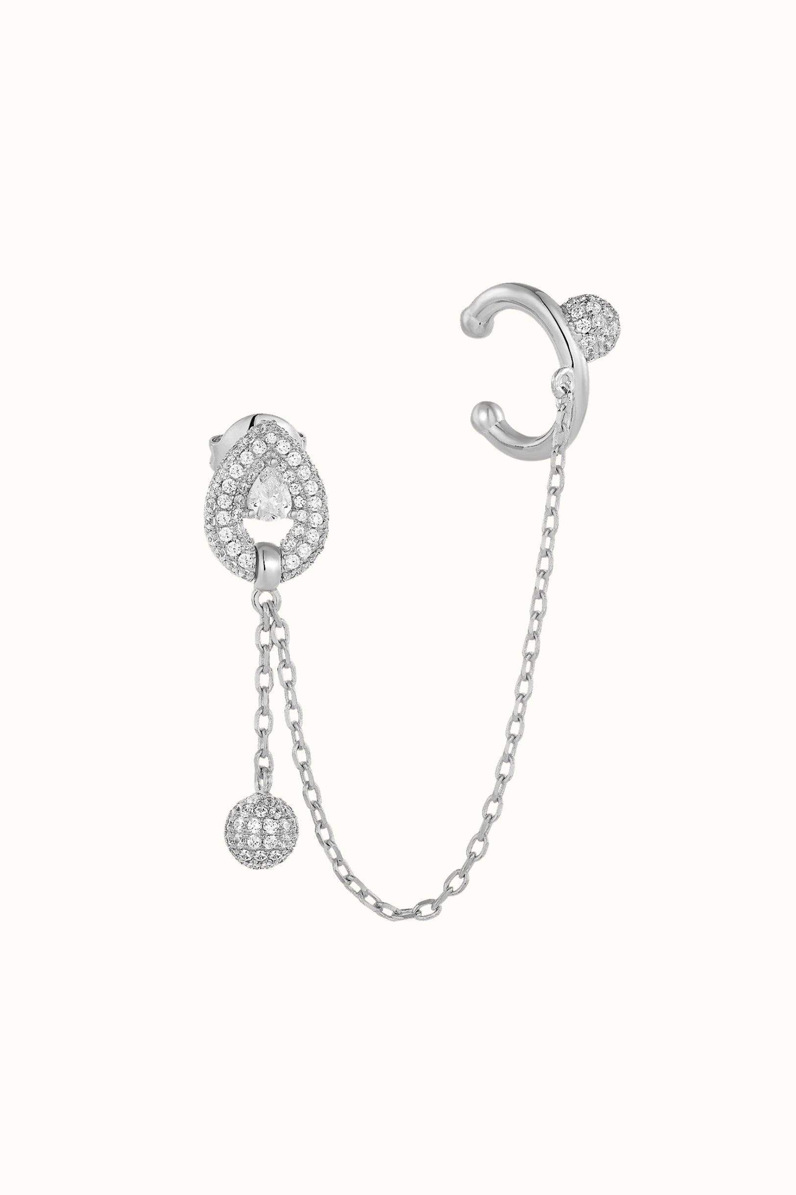 Defiant Single Earring Chain White