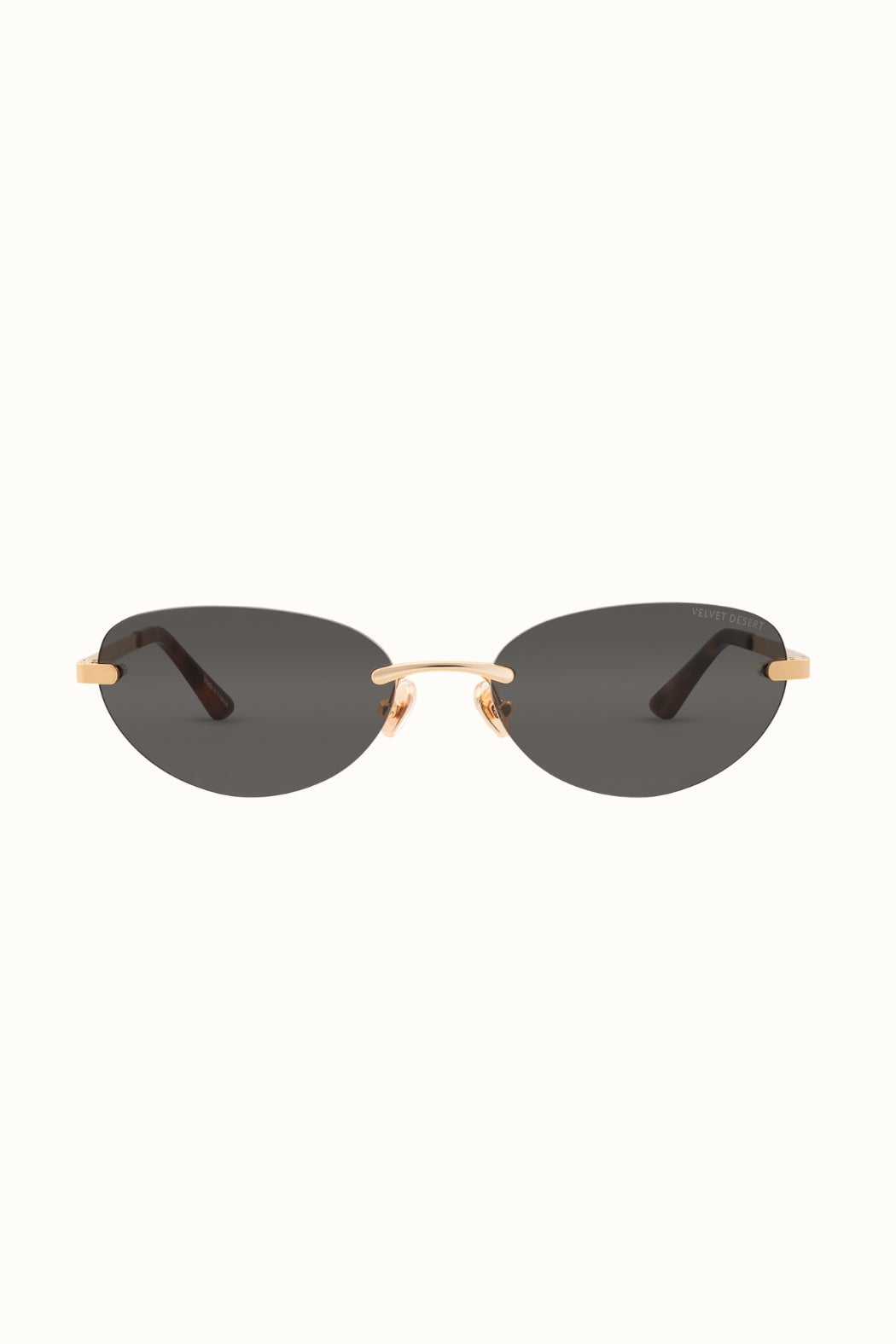 RIMLESS METAL SUNGLASSES BLACK LENSES