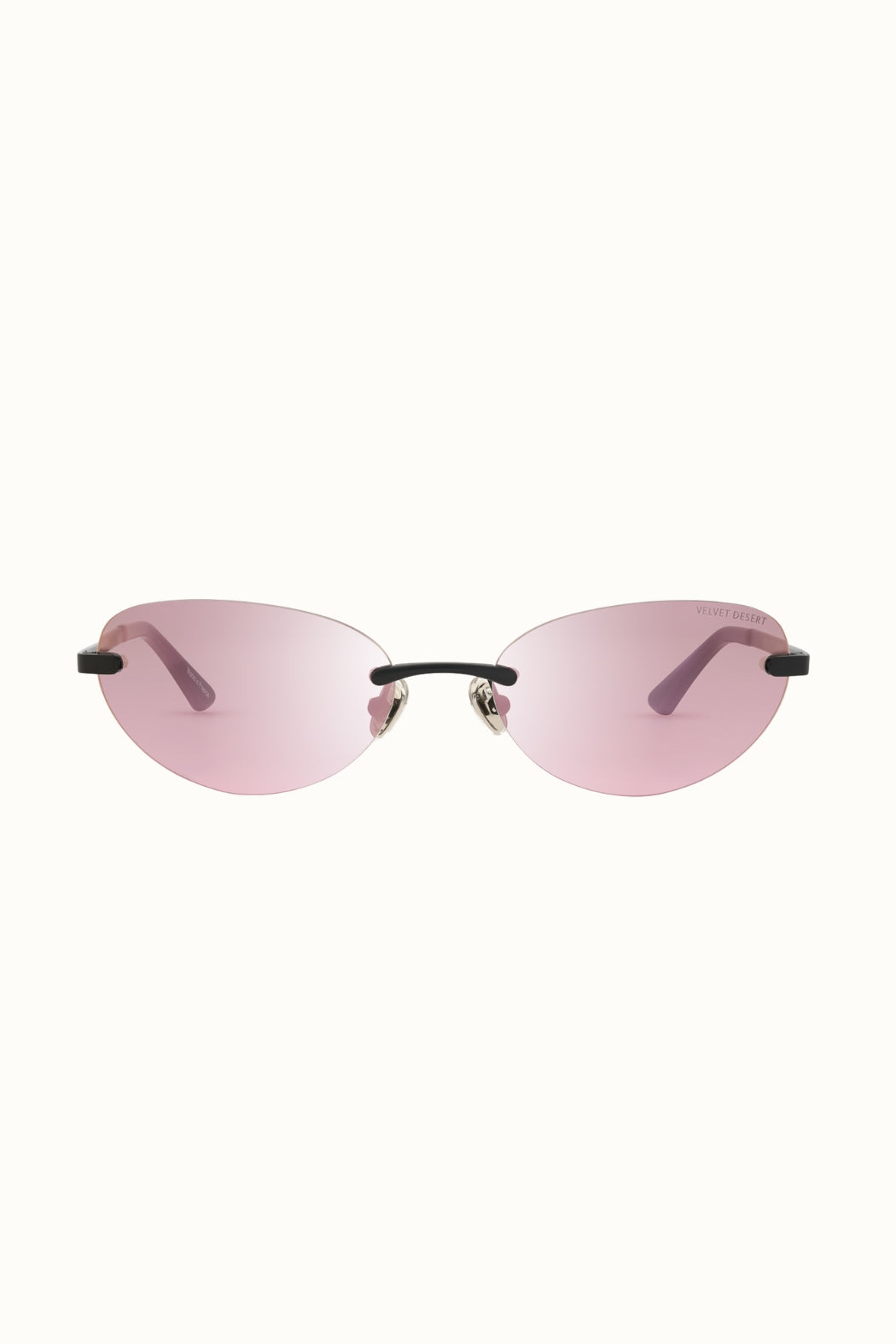 RIMLESS METAL SUNGLASSES REFLECTIVE BLUSH PINK LENSES