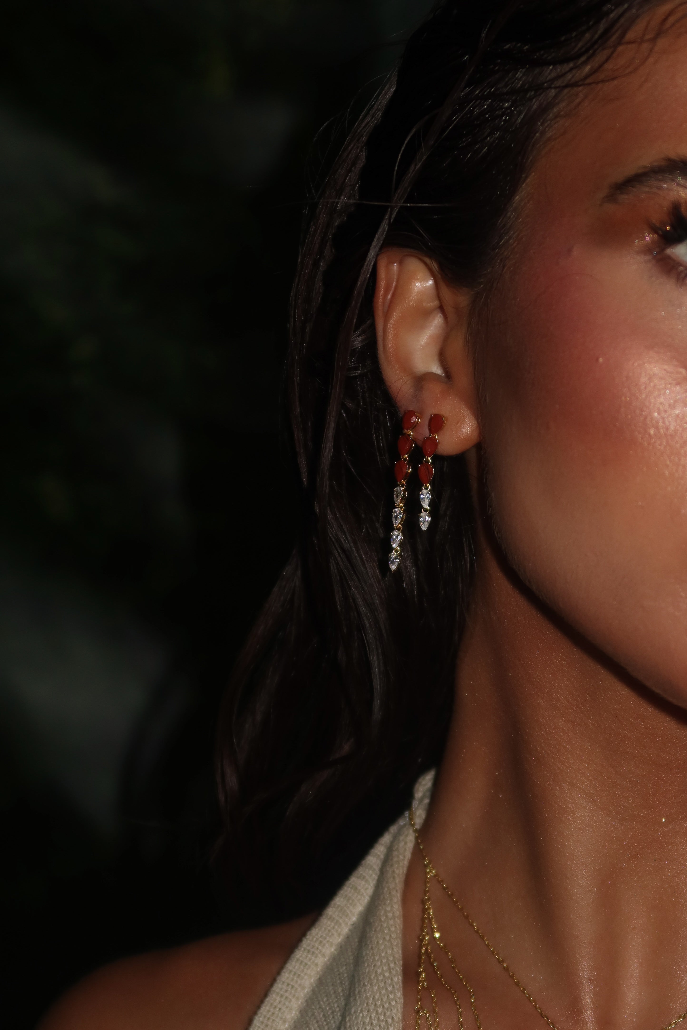 Red Jasper Drop Earring - Short  قرط دروب جاسبر أحمر – قصير