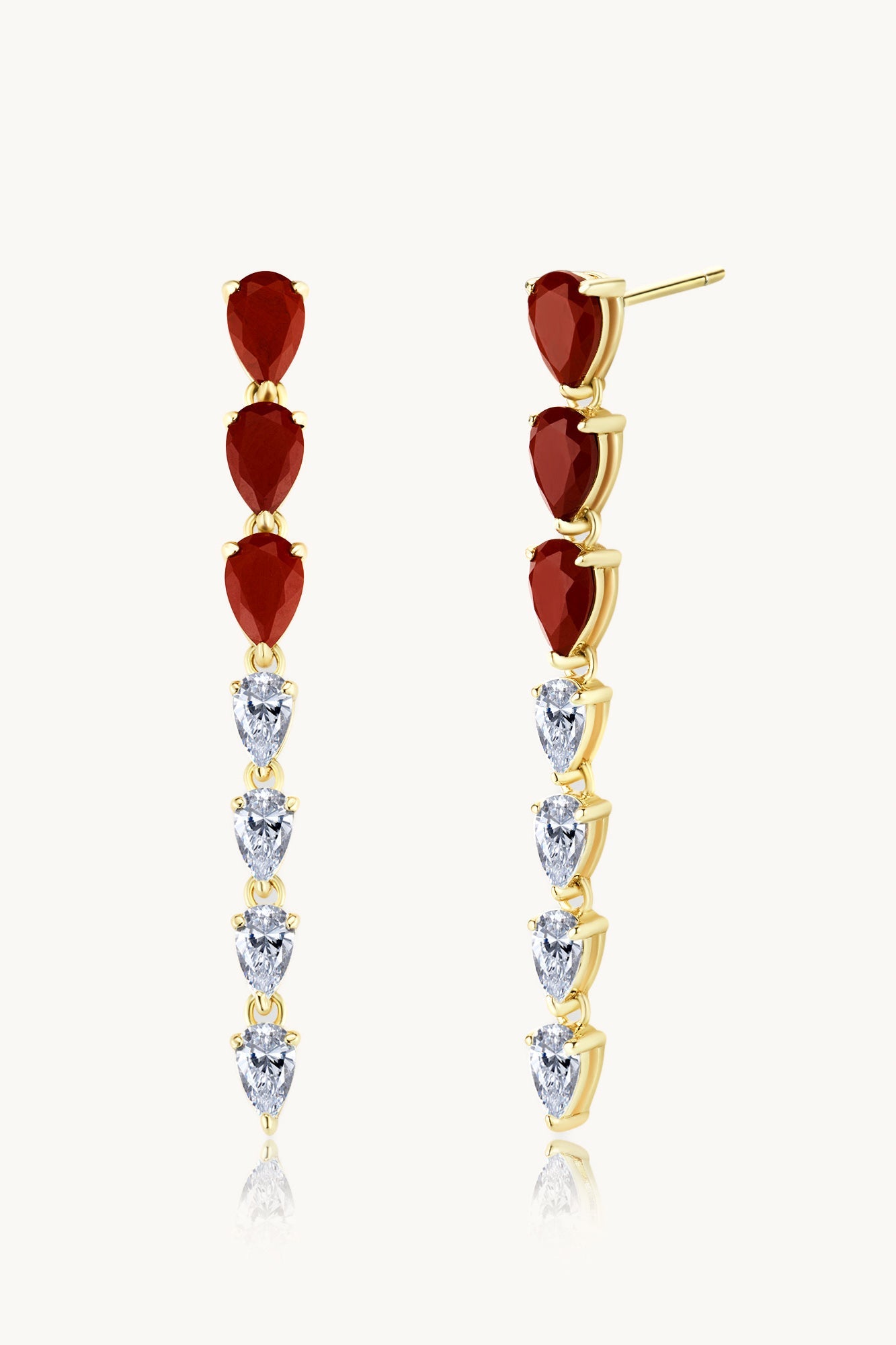Red Jasper Drop Earring - Long  قرط دروب جاسبر أحمر – طويل