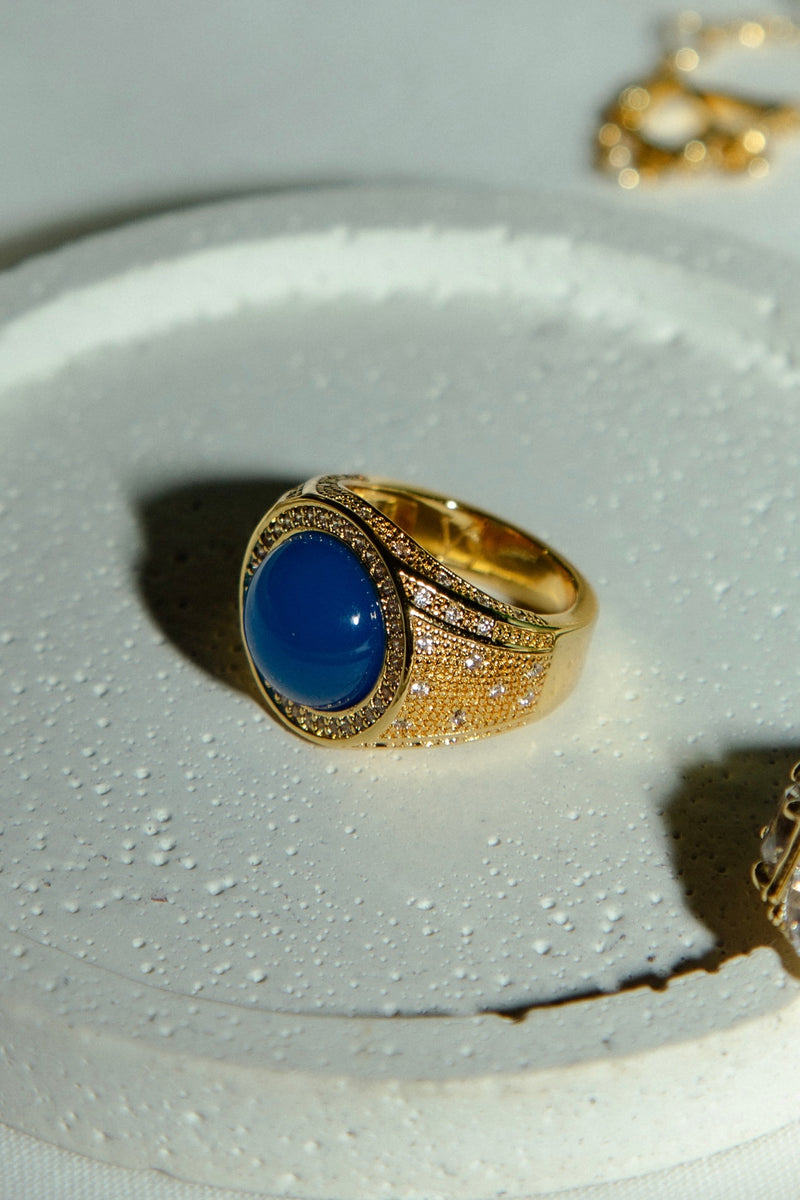 Alfreya Blue Agate Signet Ring