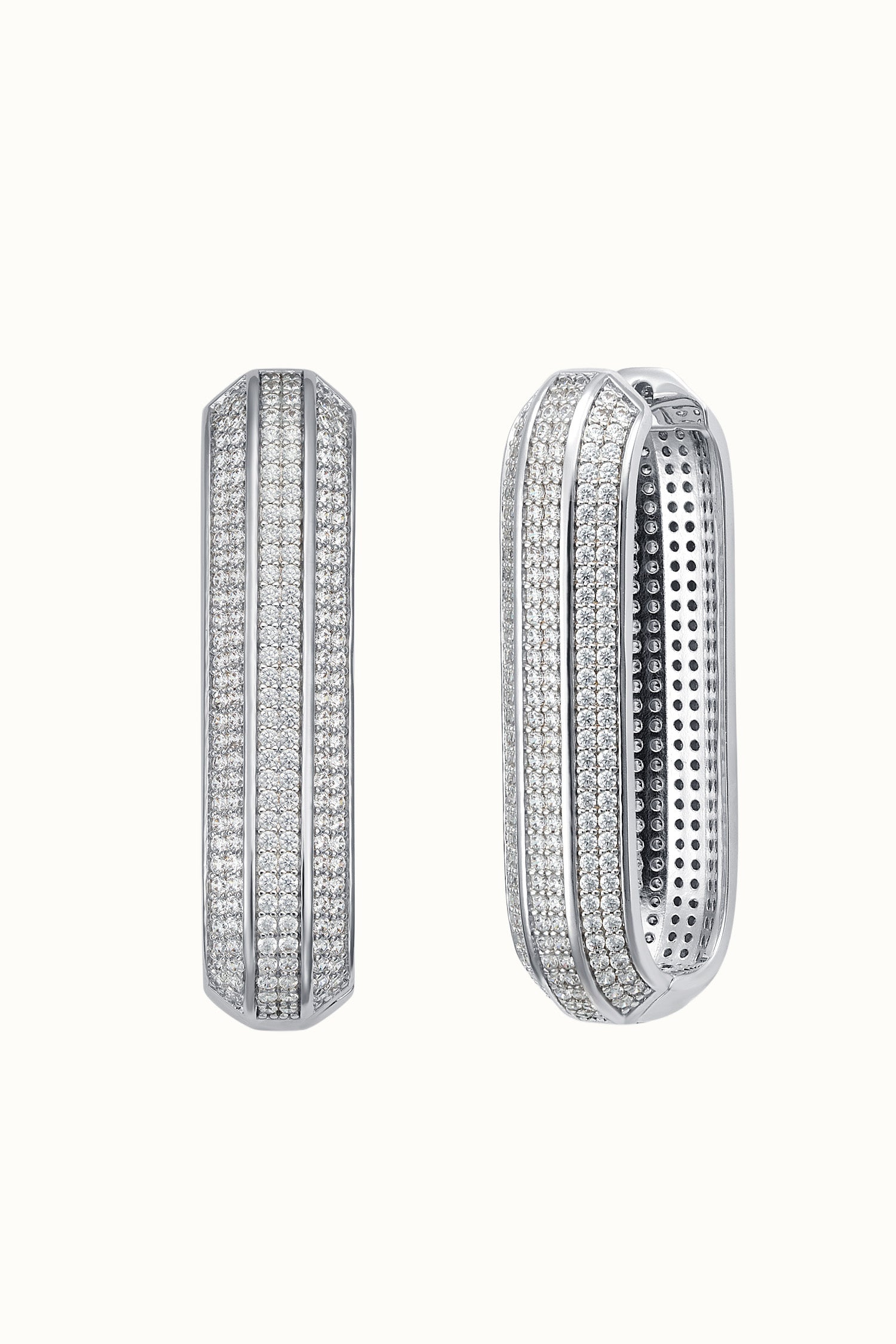 Azimuth Oval Hoops Silver