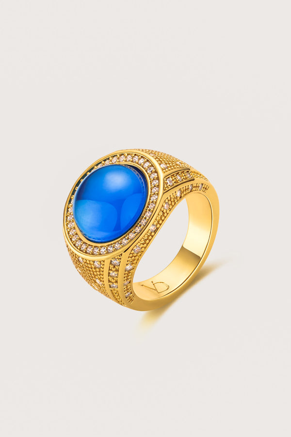 Alfreya Blue Agate Signet Ring