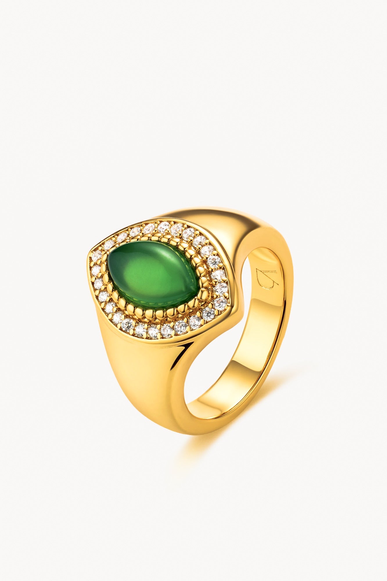  Zuraida Green Agate Signet Ring  خاتم زوريدا بحجر العقيق الأخضر