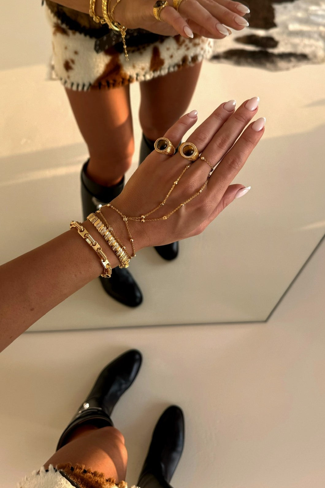 Link Chain Bracelet Gold سوار سلسلة حلقات ذهبي 