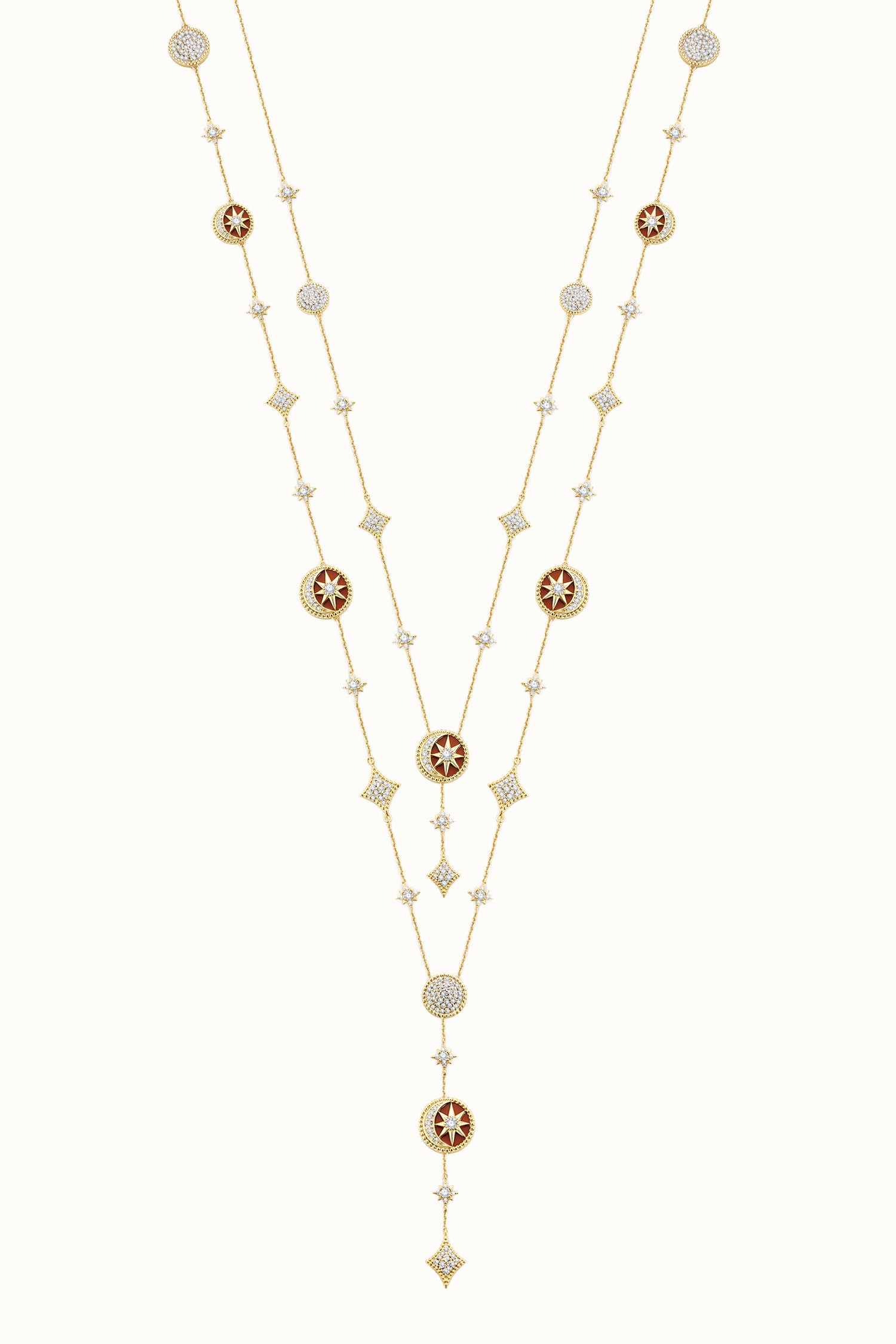Desert Tale Double Layer Long Necklace - Red Jasper