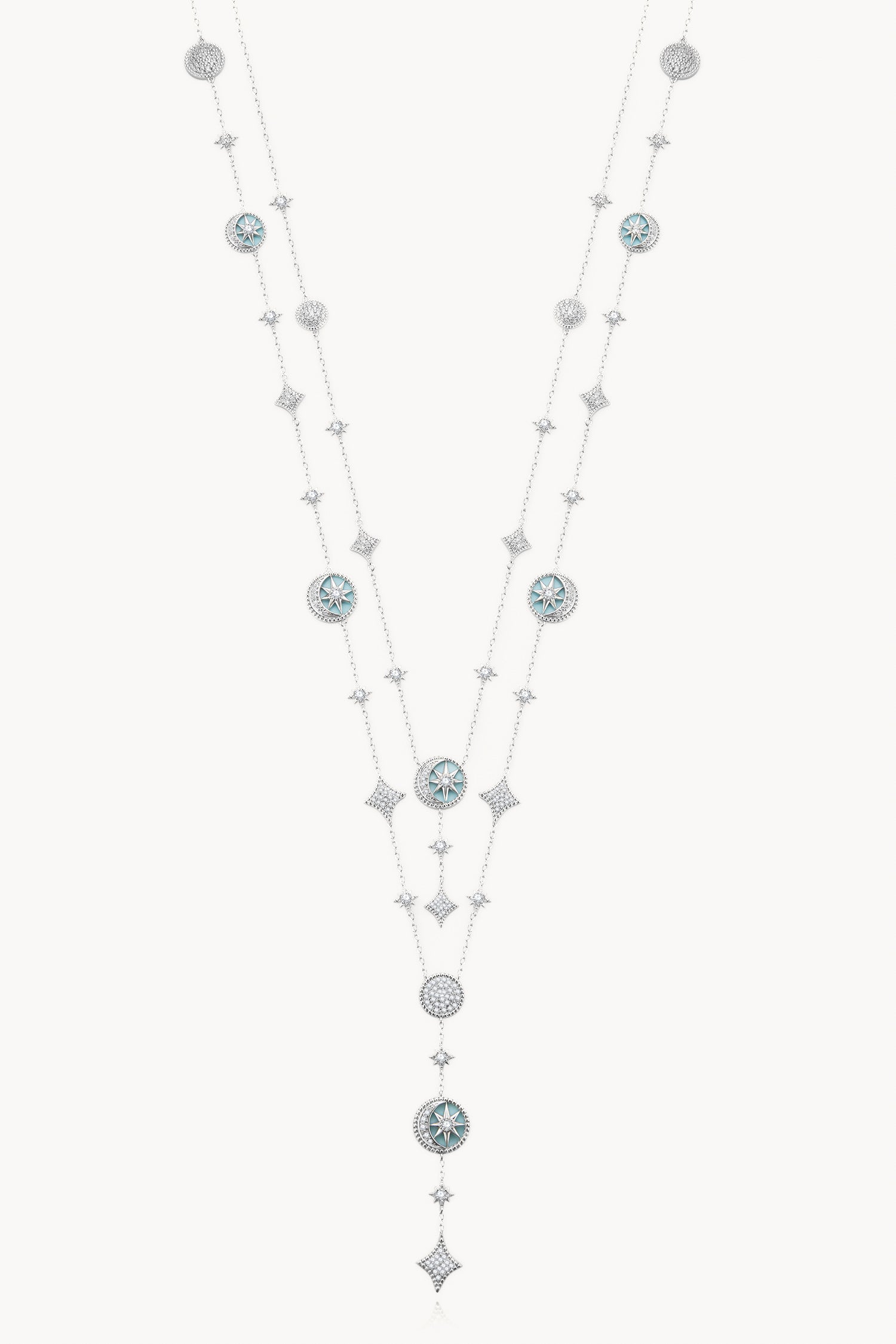 Desert Tale Double Layer Long Necklace - Sama Blue