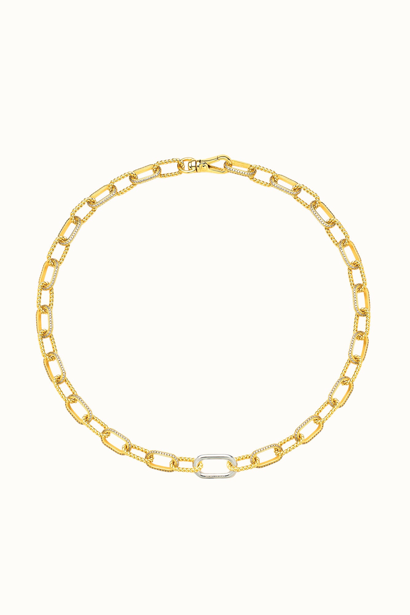 Kate Gold Cable Link Pavé Chain Necklace