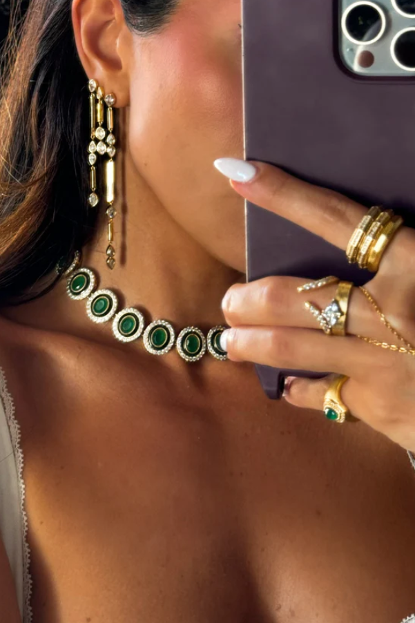 Lia Hex Drop Earrings Large أقراط ليا سداسية متدلية كبيرة