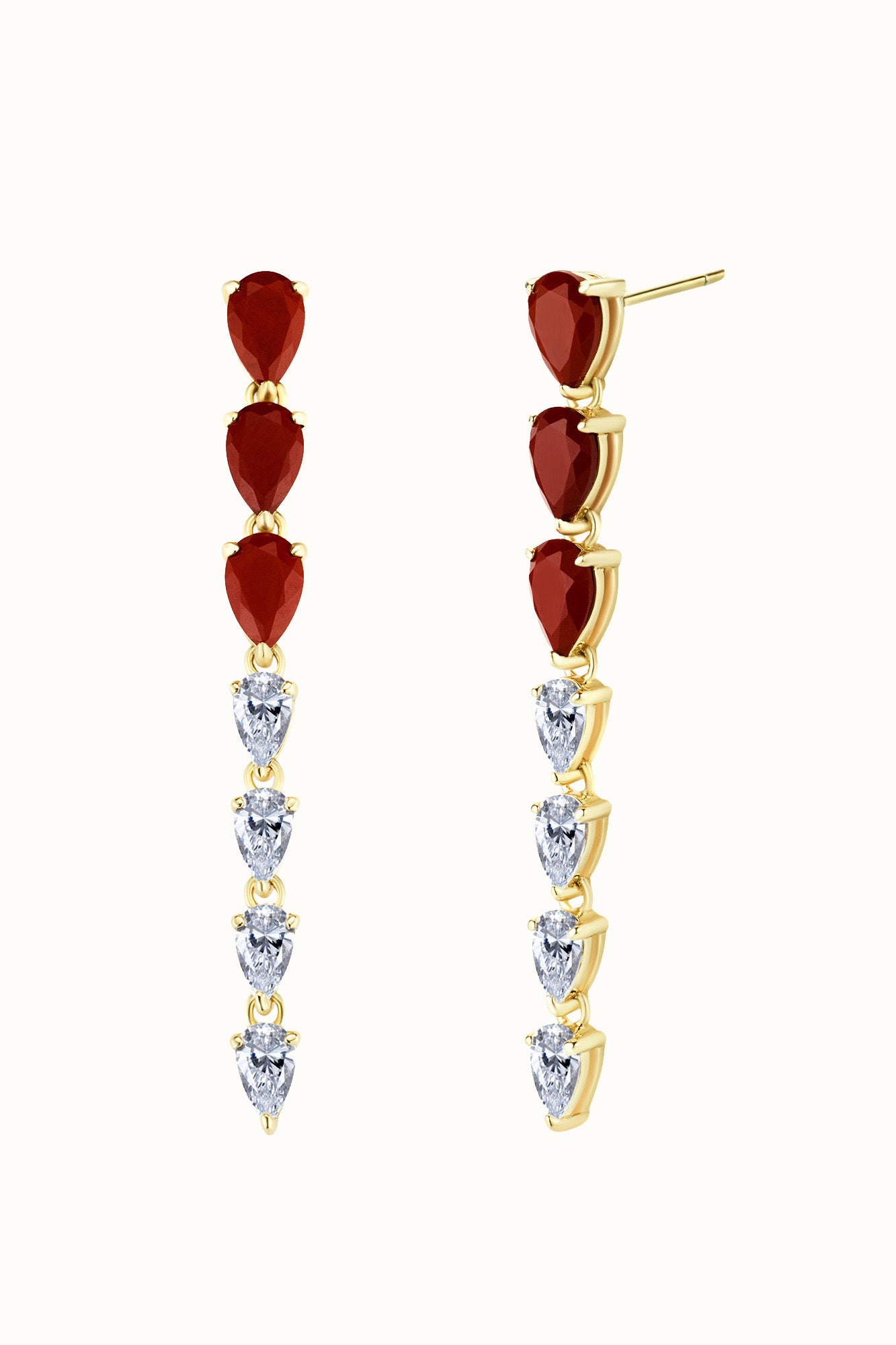 Red Jasper Drop Earring - Long  قرط دروب جاسبر أحمر – طويل