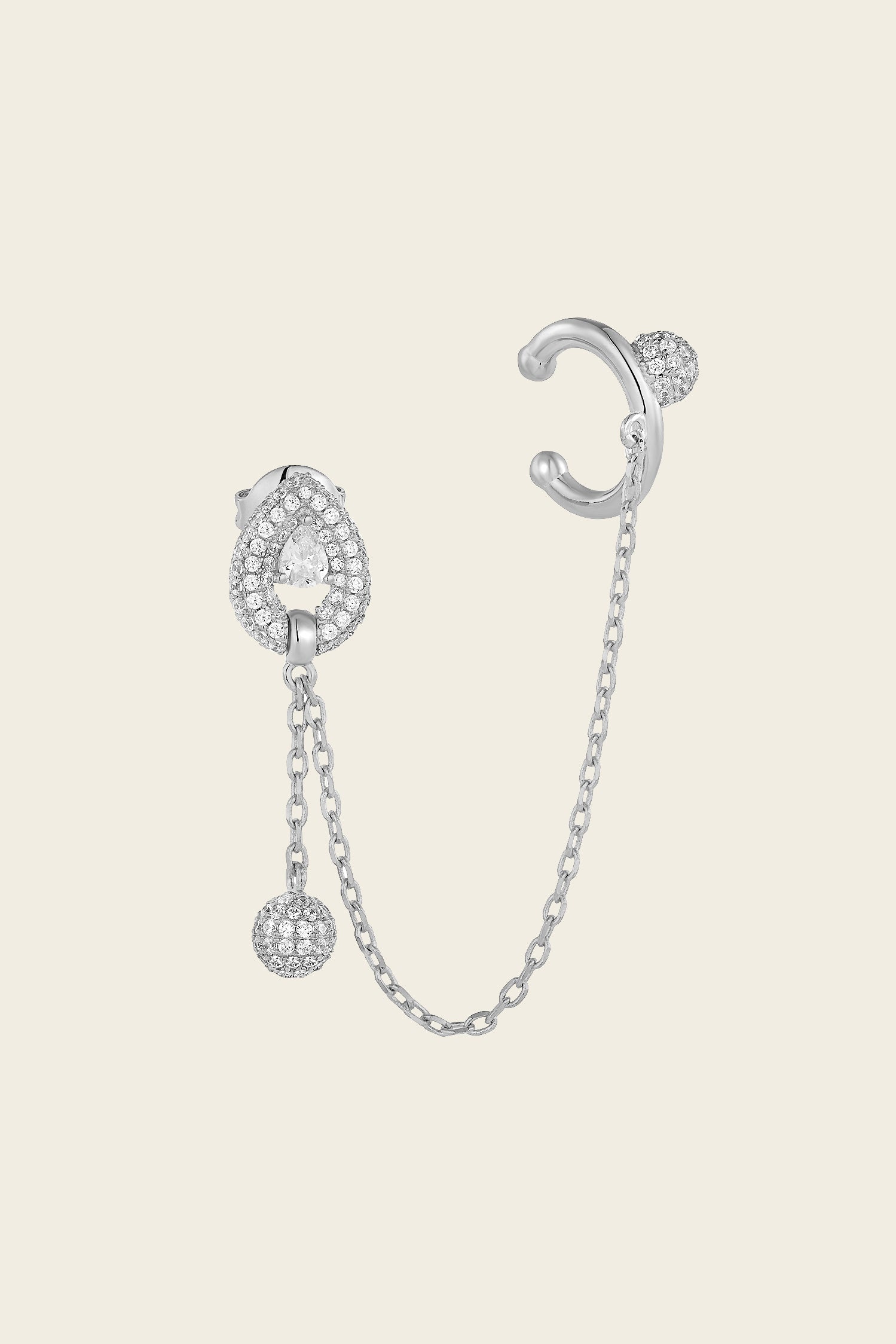 Defiant Single Earring Chain White