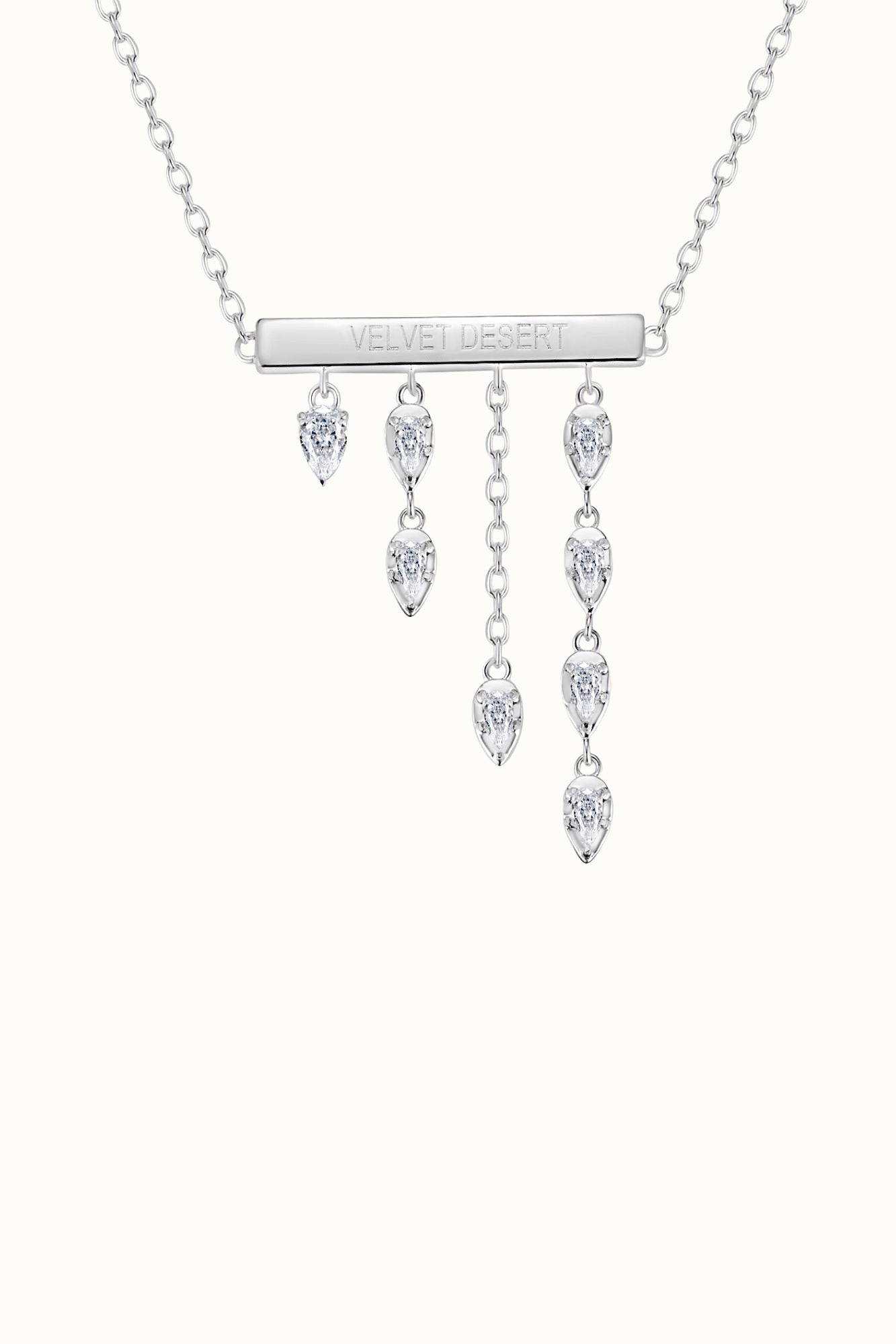 Silver North Lines Drop Necklace  عقد سيلفر نورث لاينز دروب