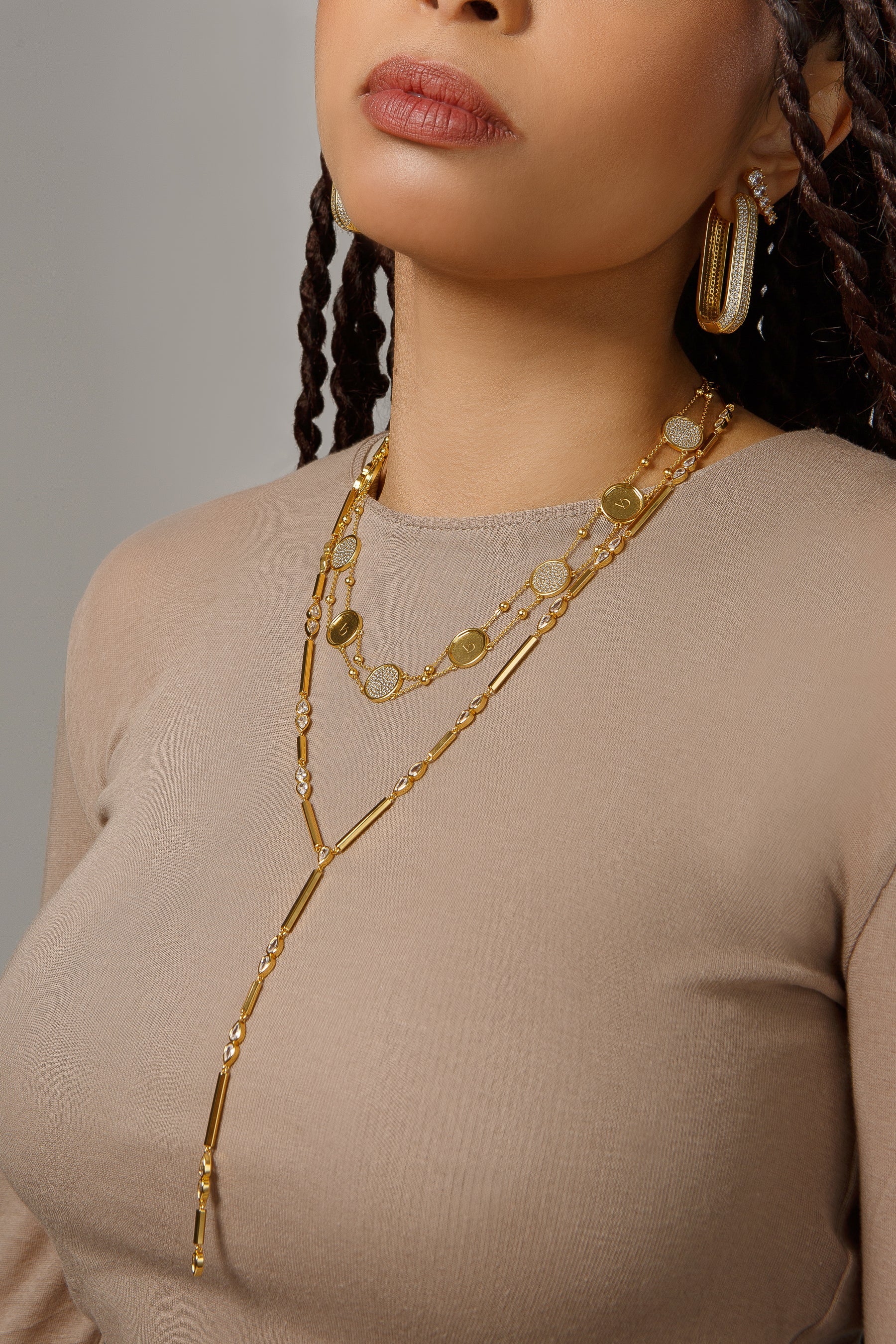 Hex Dangle Drop Necklace عقد هيكس سداسي الشكل 