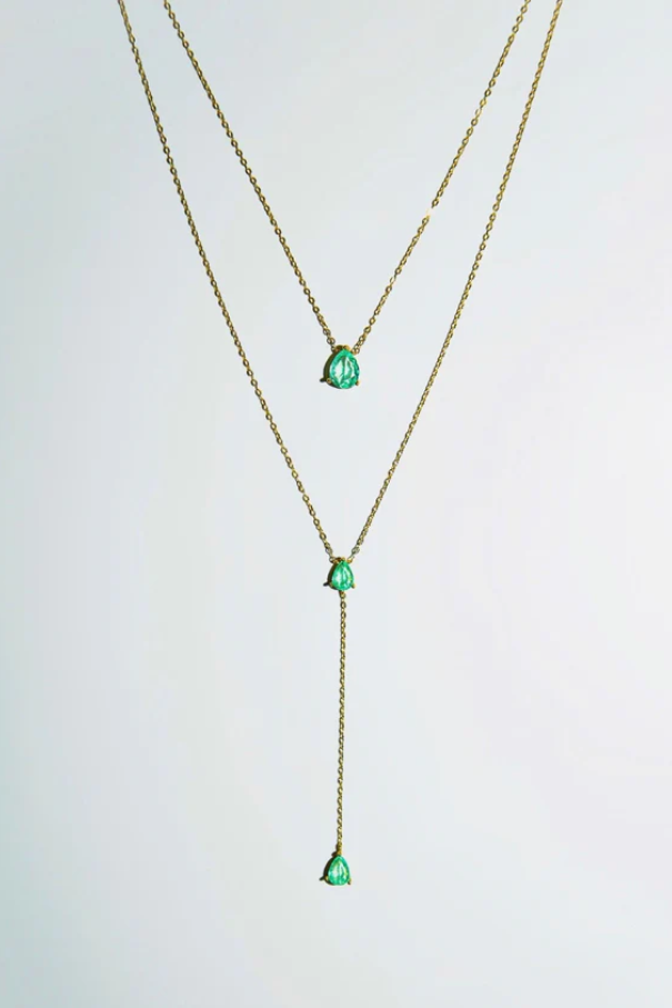  Green Capri Layered Necklace قلادة كابري الخضراء متعددة الطبقات