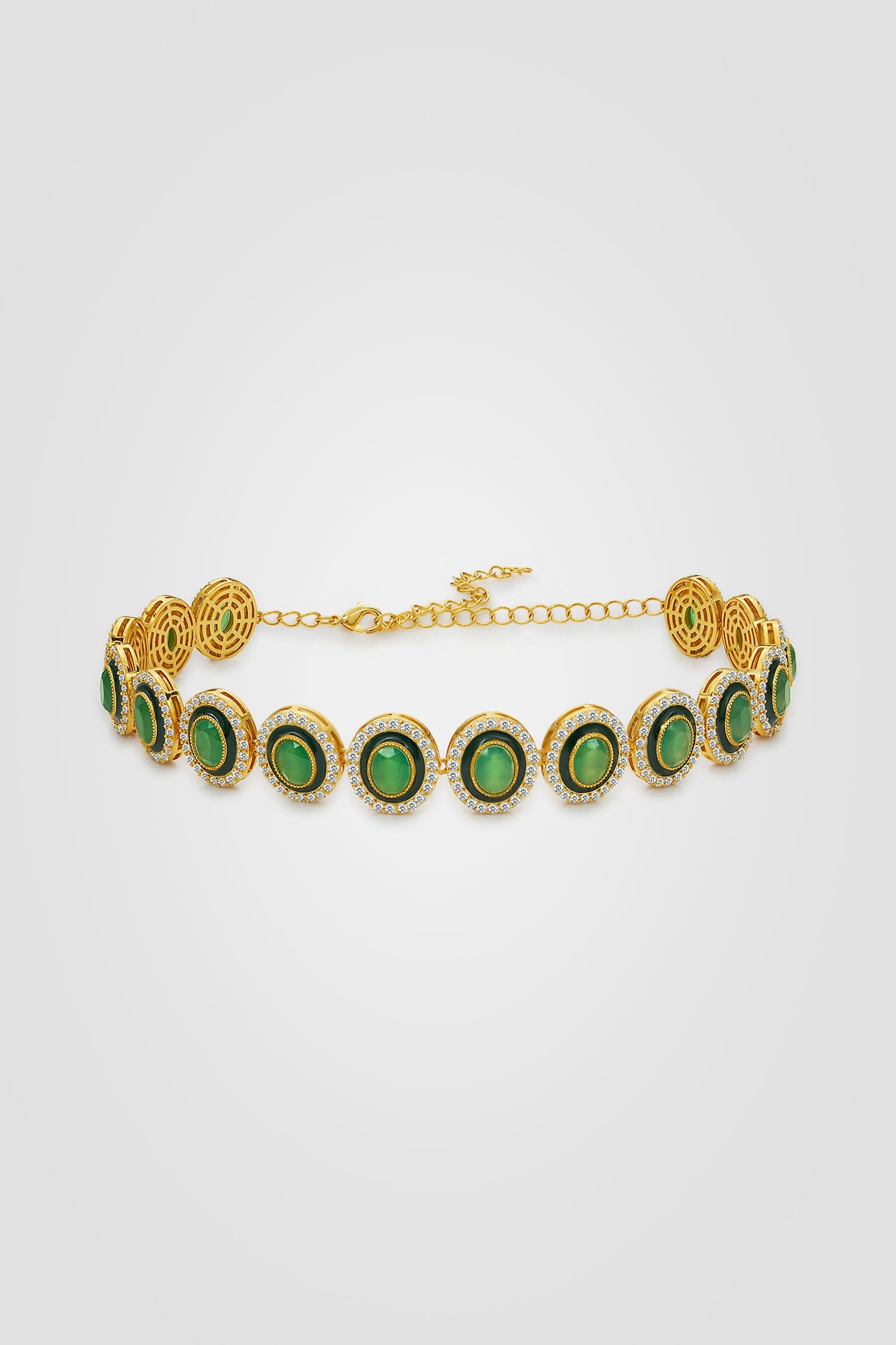 Diana Green Agate Choker Necklace عقد تشوكر بحجر العقيق الأخضر من ديانا