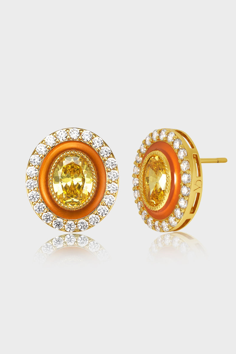 Diana Yellow Button Ear Studs