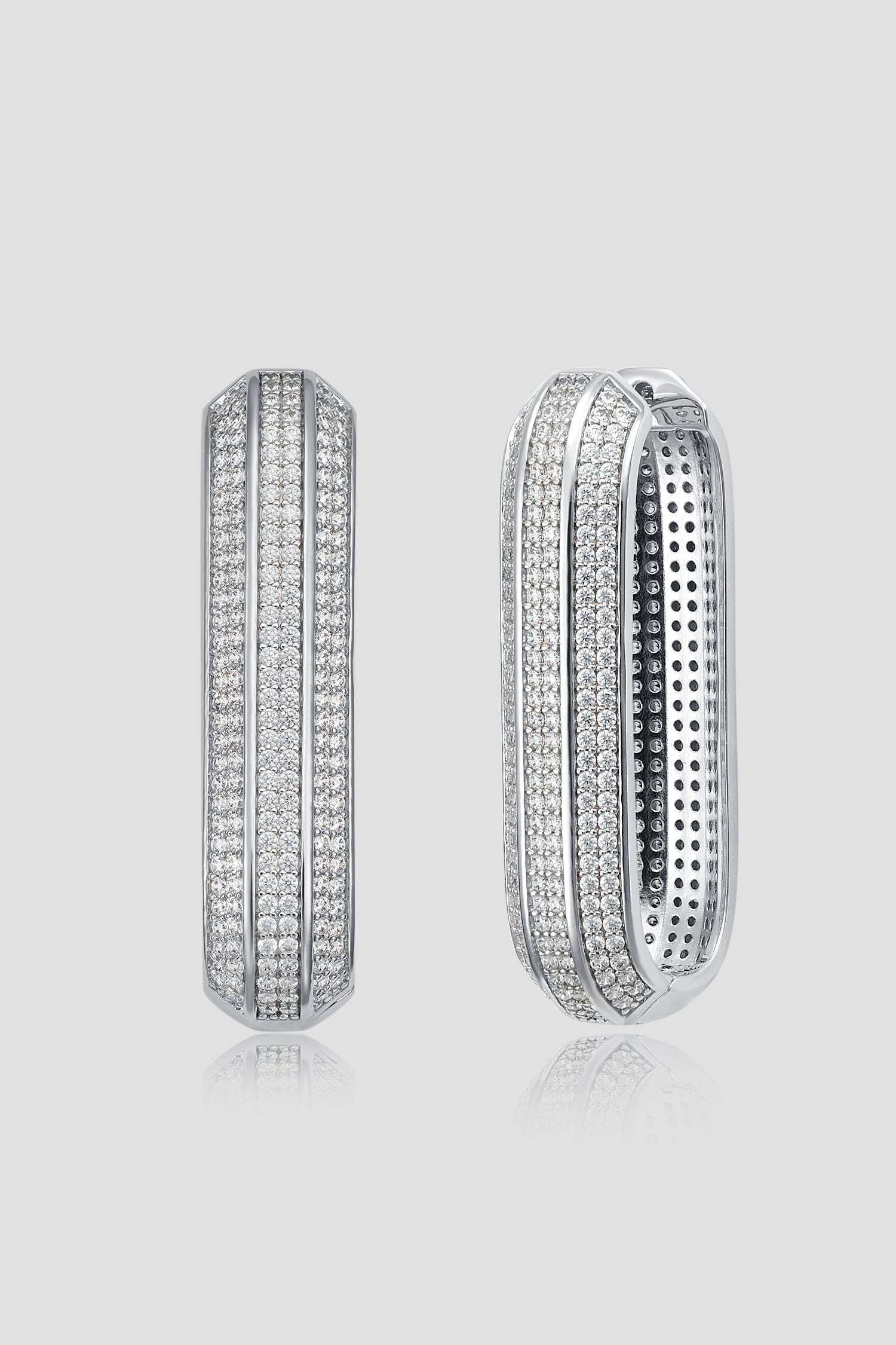 Azimuth Oval Hoops Silver حلق أزيموث البيضاوي فضي