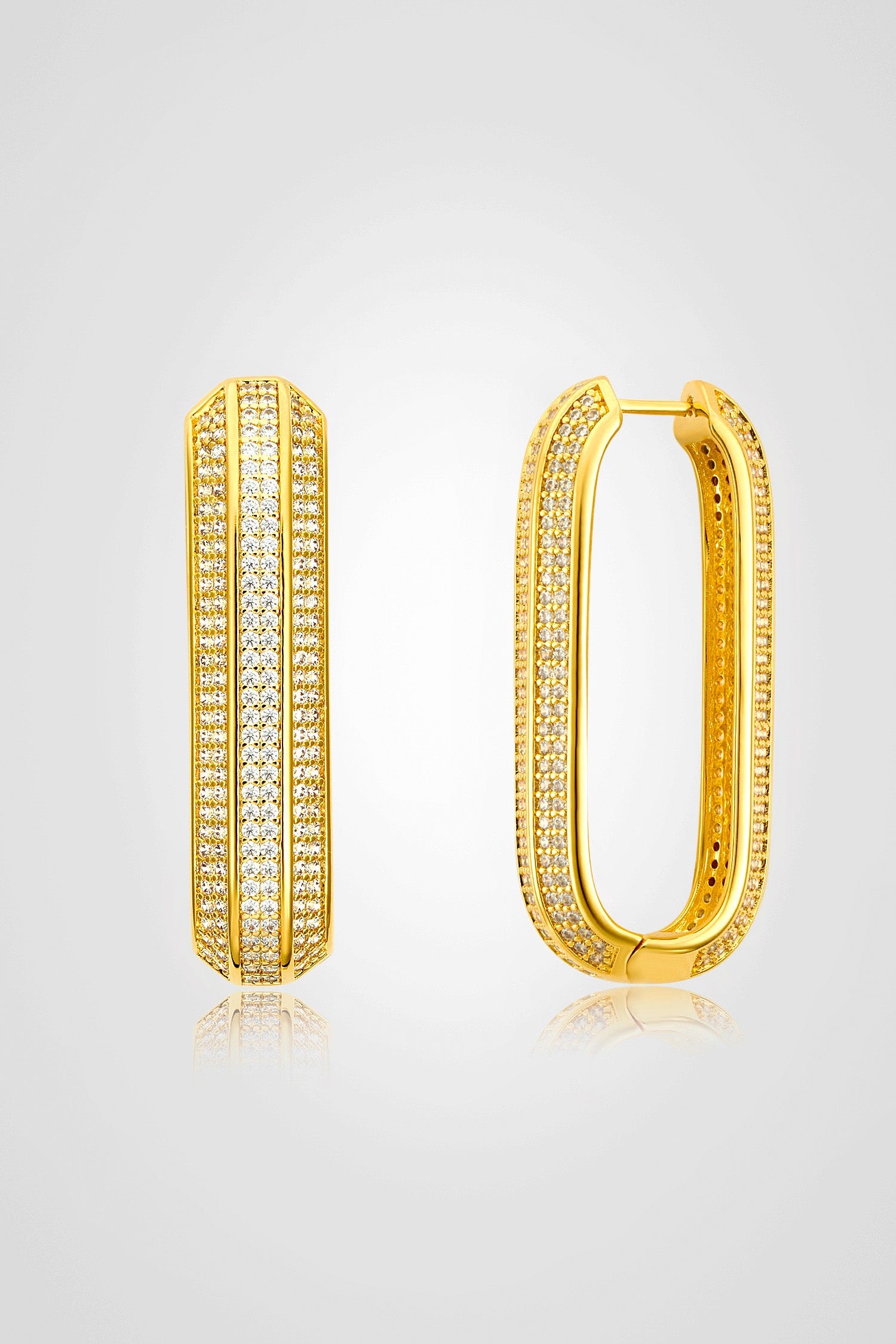 Azimuth Oval Hoops Gold حلق ازيموث البيضاوي ذهبي