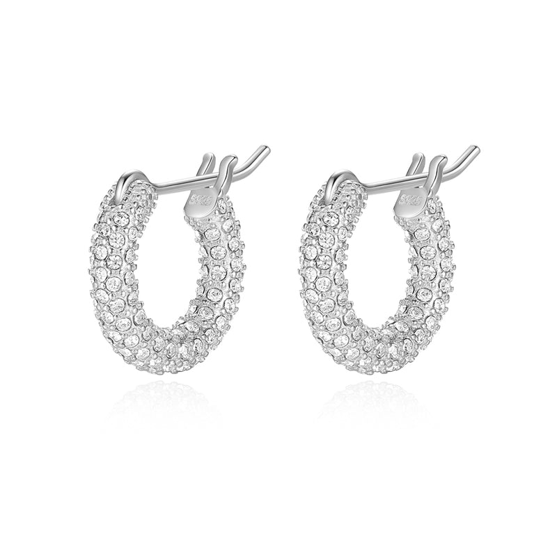 Sicily Mini Pavé Hoops - Rhodium