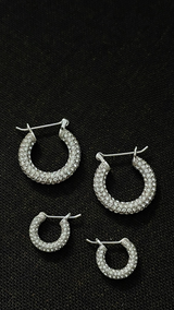 Sicily Medium Pavé Hoops - Rhodium