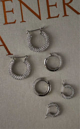 Sicily Medium Pavé Hoops - Rhodium