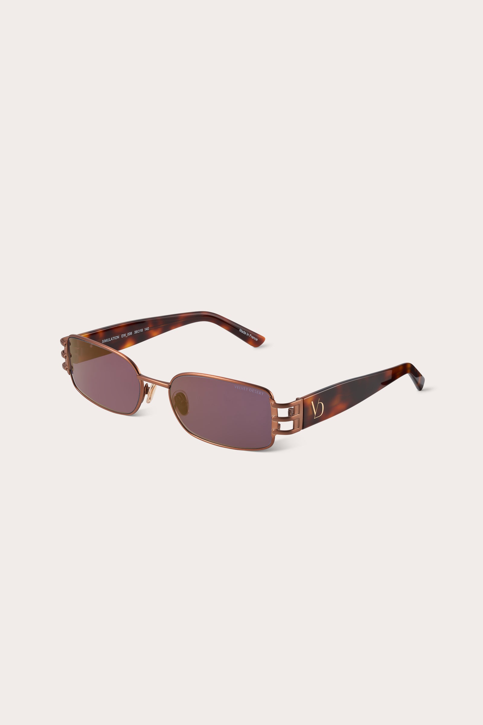 Simulator Metal Frame Sunglasses SEMI-REFLECTIVE ROSE BROWN