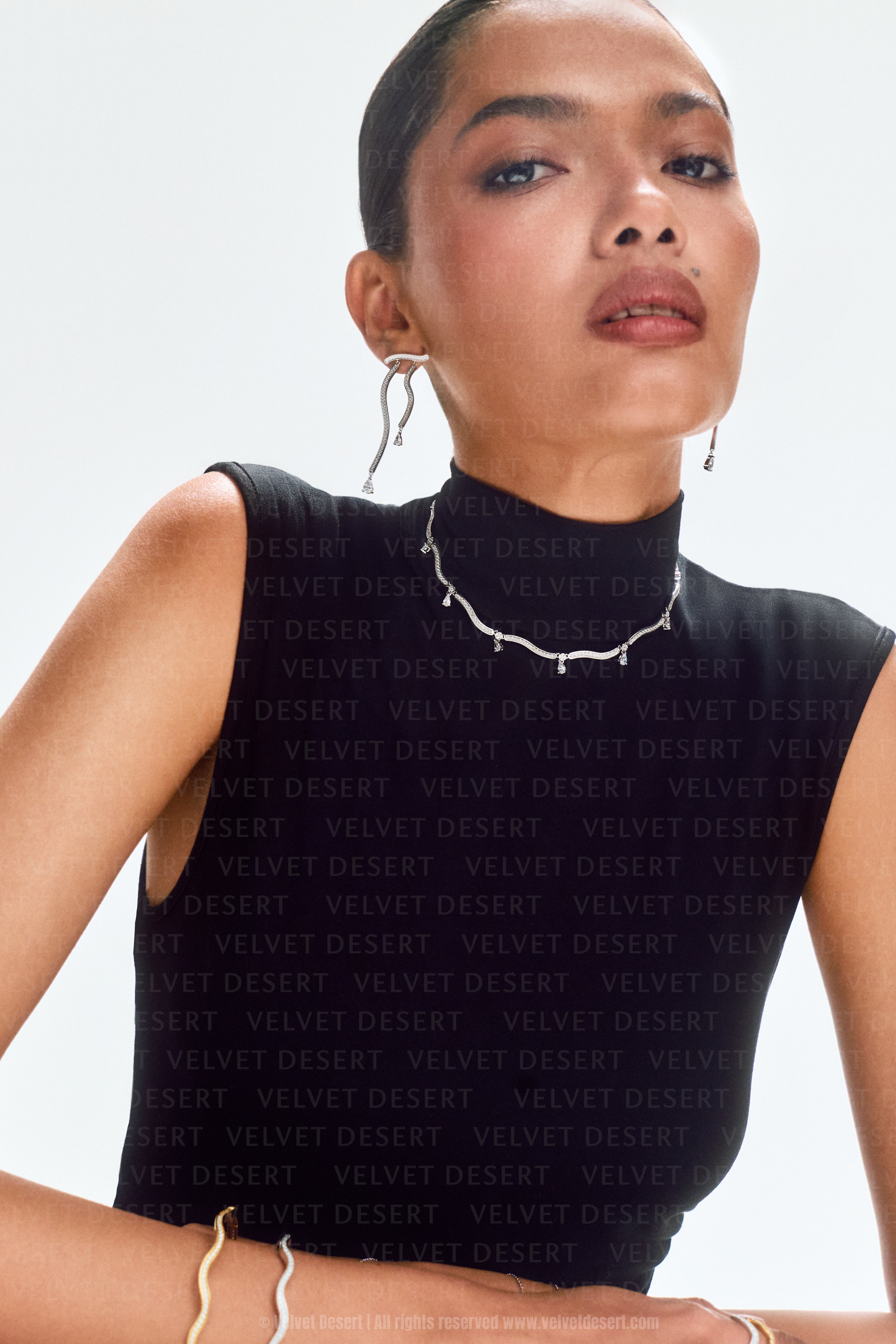 Dune Mirage Long Drop Earrings - White