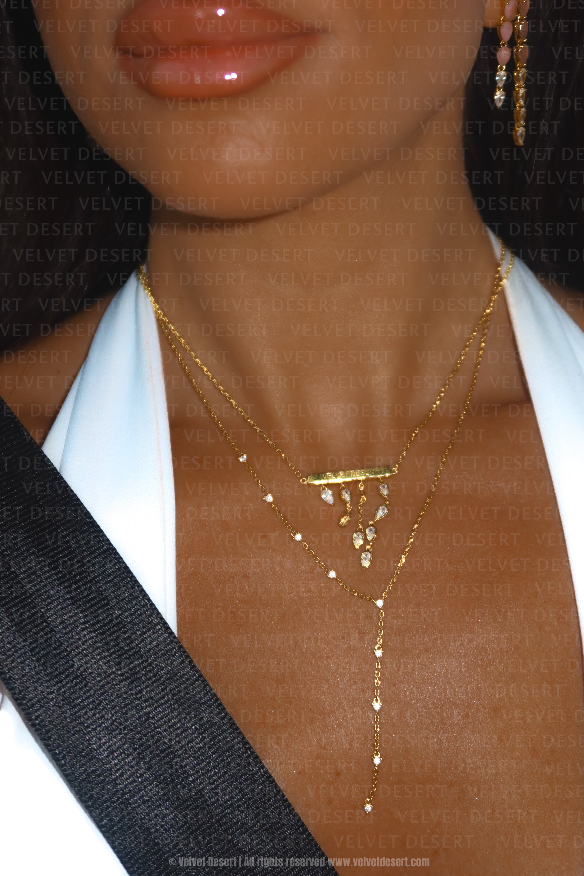 Gold North Lines Drop Necklace