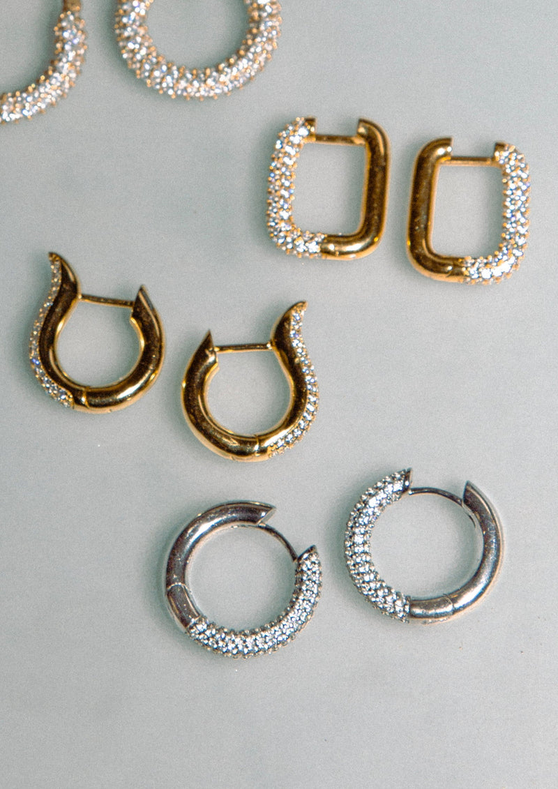 Lily Pavé Hoops Silver