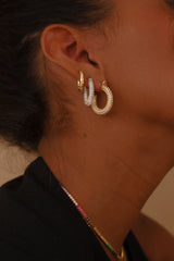 Sicily Medium Pavé Hoops - Rhodium