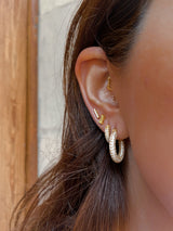 Sicily Medium Pavé Hoops - Gold