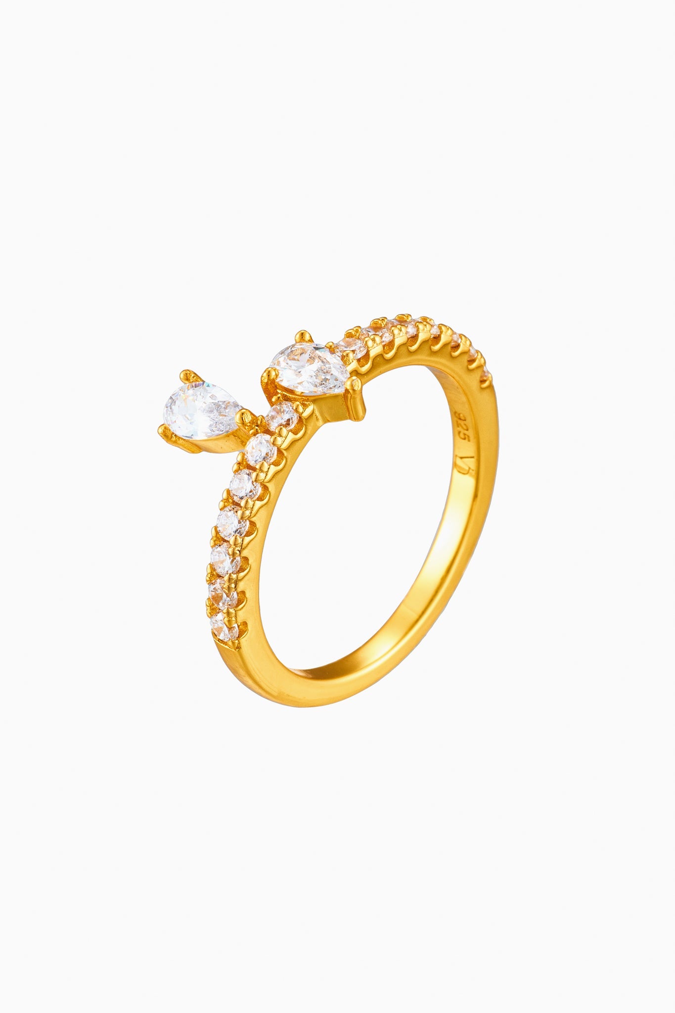  Double Teardrop Ring Band خاتم بتصميم دمعه مزدوج