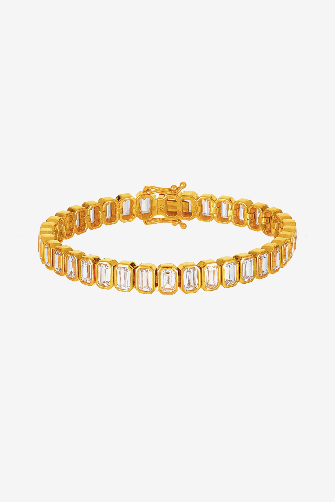 Gold Framed Baguette Eternity Bracelet سوار ذهبى بأحجار باجيت