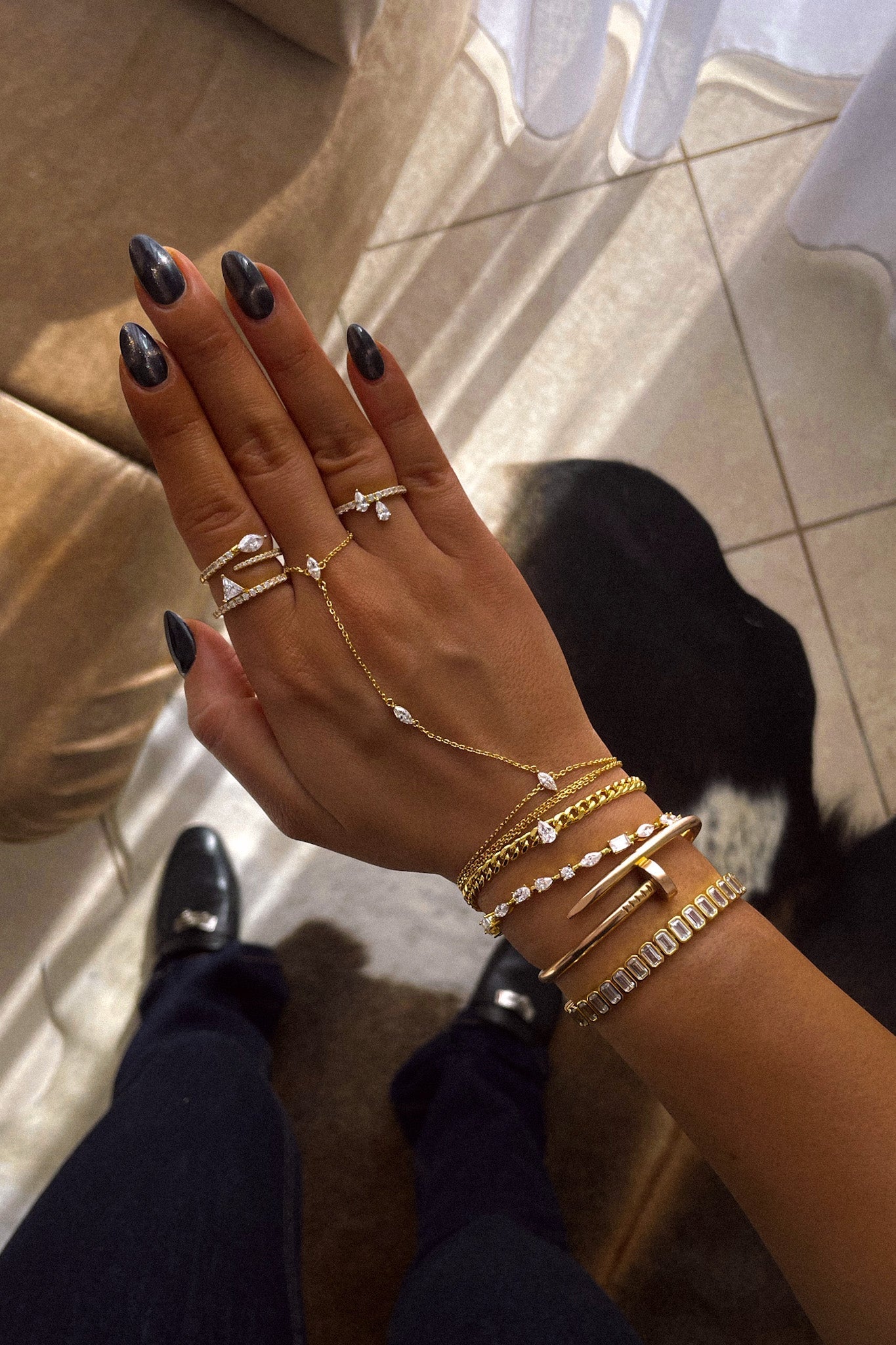  Double Teardrop Ring Band خاتم بتصميم دمعه مزدوج
