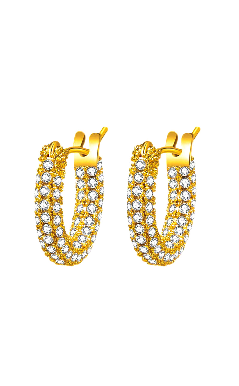  Sicily Mini Pavé Hoops - Gold  أقراط سيسيلي ميني بافيه - ذهبية